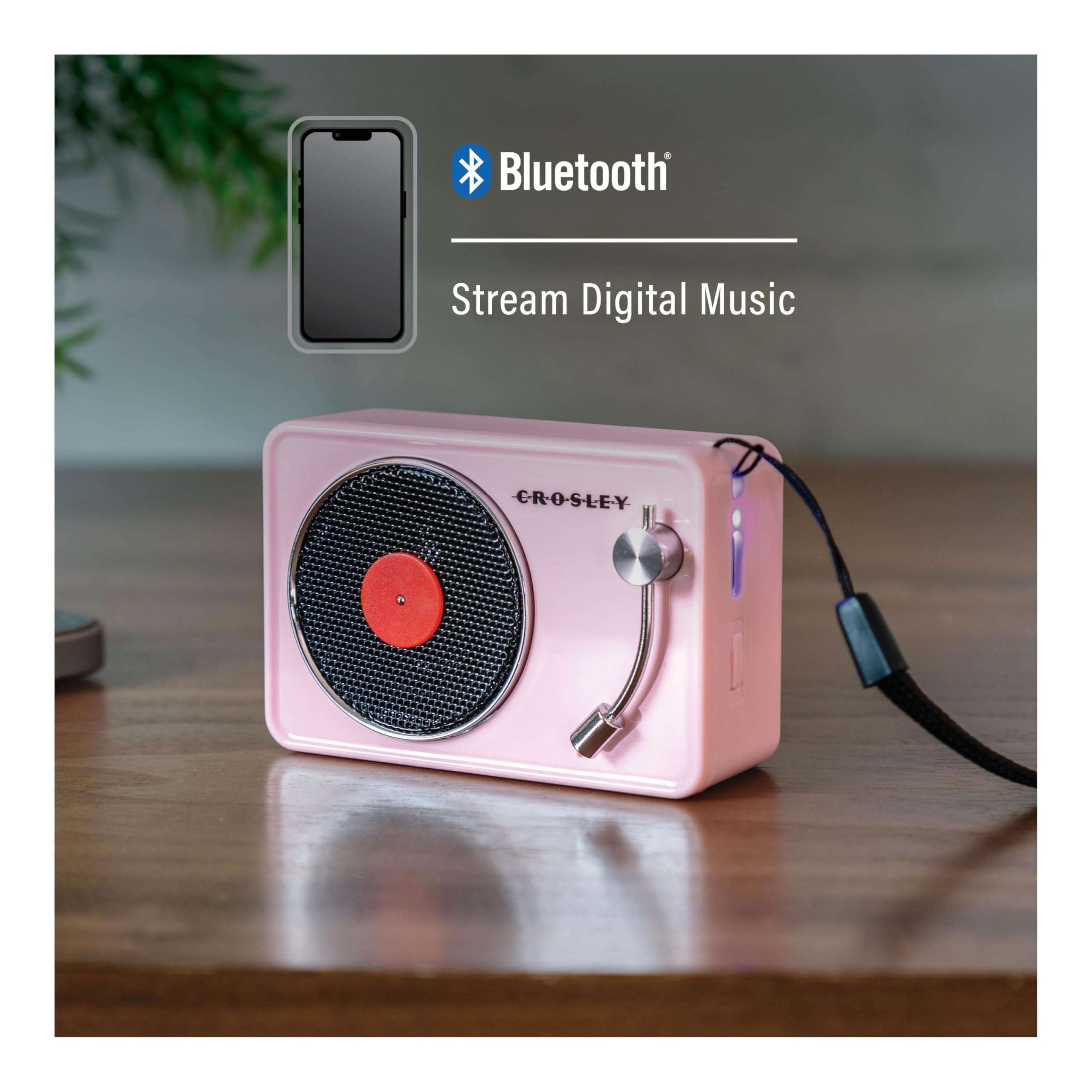 Crosley CR3029A-PI Portable Mini Turntable Bluetooth Speaker, Pink 5
