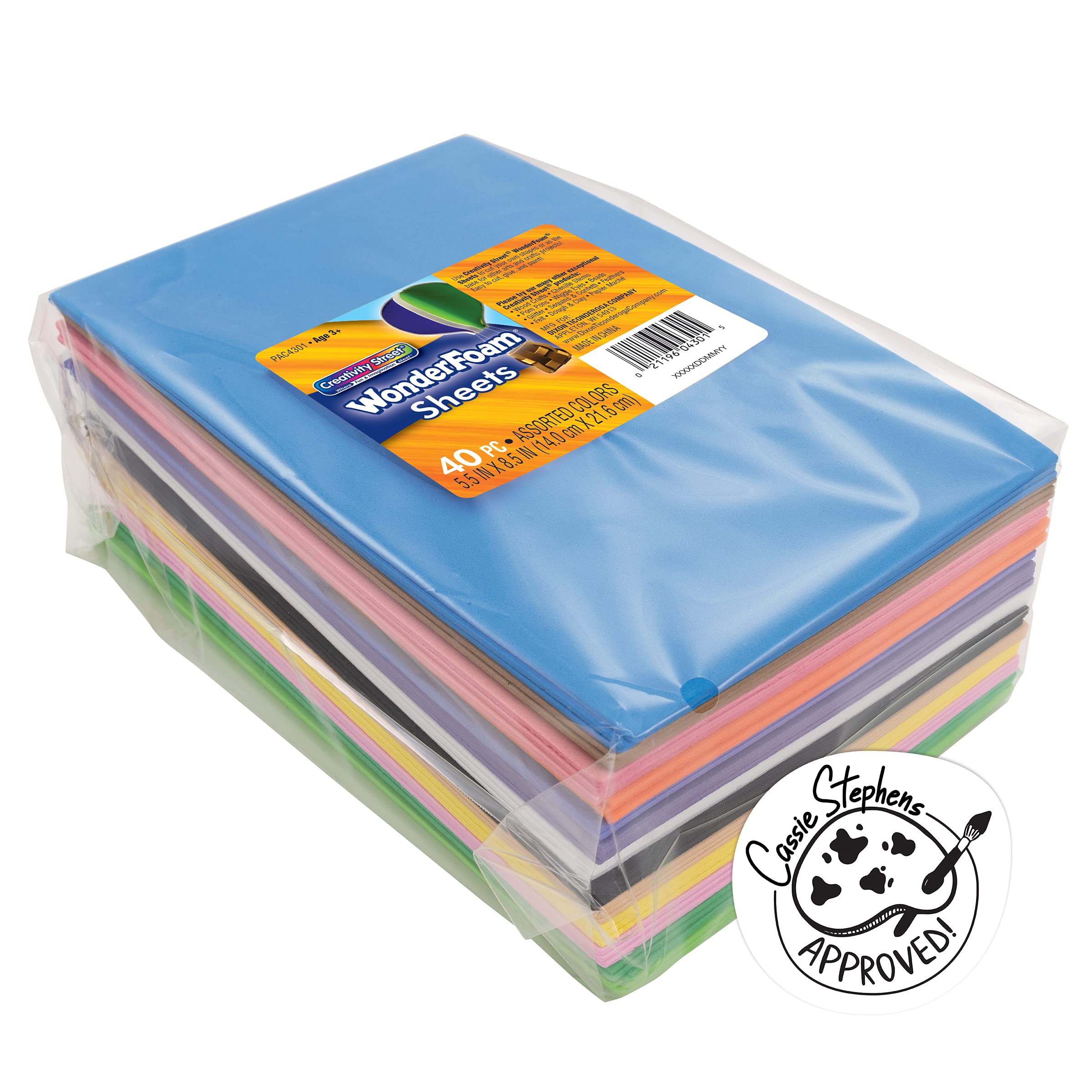 Creativity Street WonderFoam Foam Sheets, 5.5-inches x 8.5-inches, Assorted Colors, 40 Sheets (AC4301)