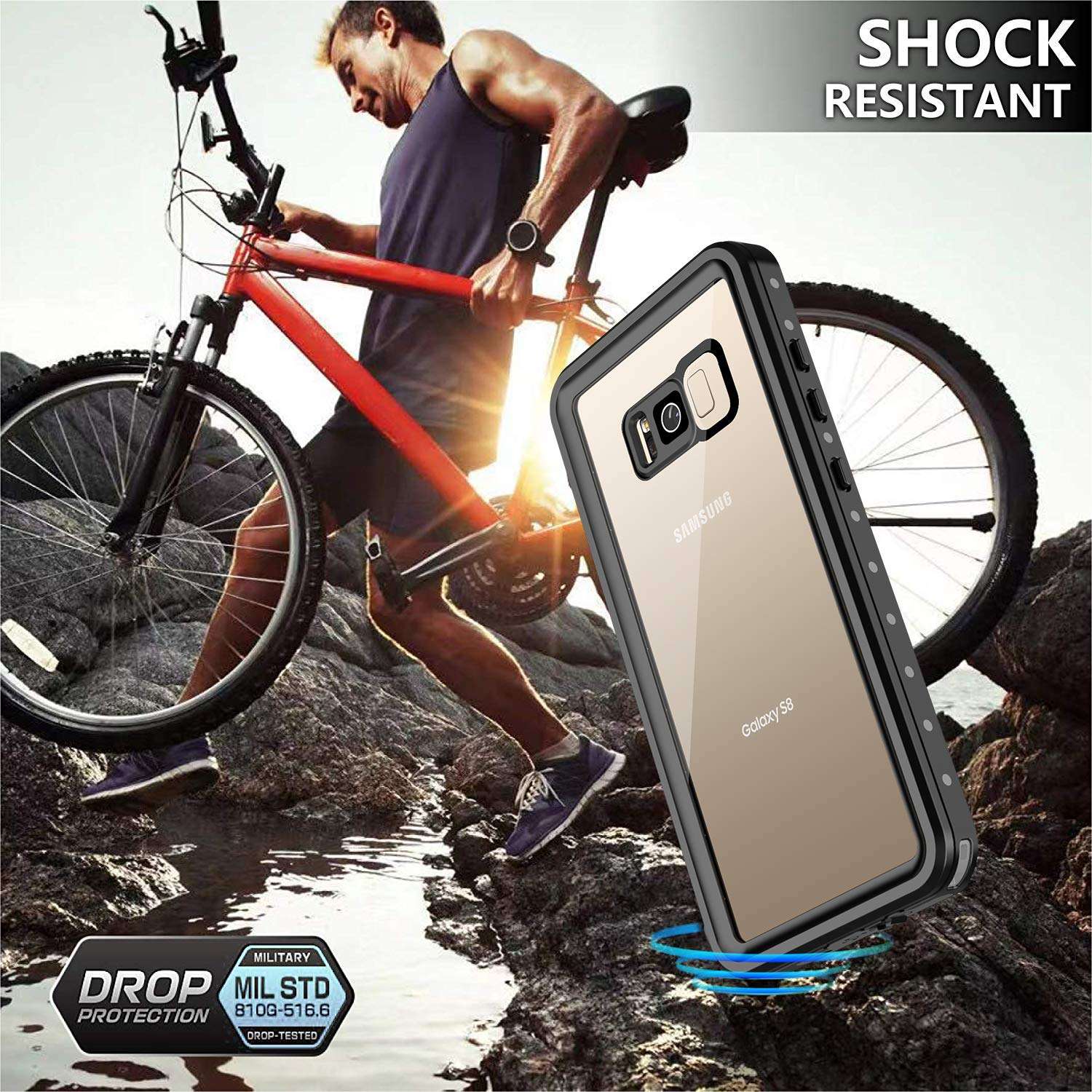 TOMSTORE Samsung Galaxy S8 Waterproof Case, Full Body Sealed Protection with Built-in Screen Protector IP68 Waterproof Dustproof Shockproof Underwater Protective Cover for Samsung Galaxy S8 (Black) 4