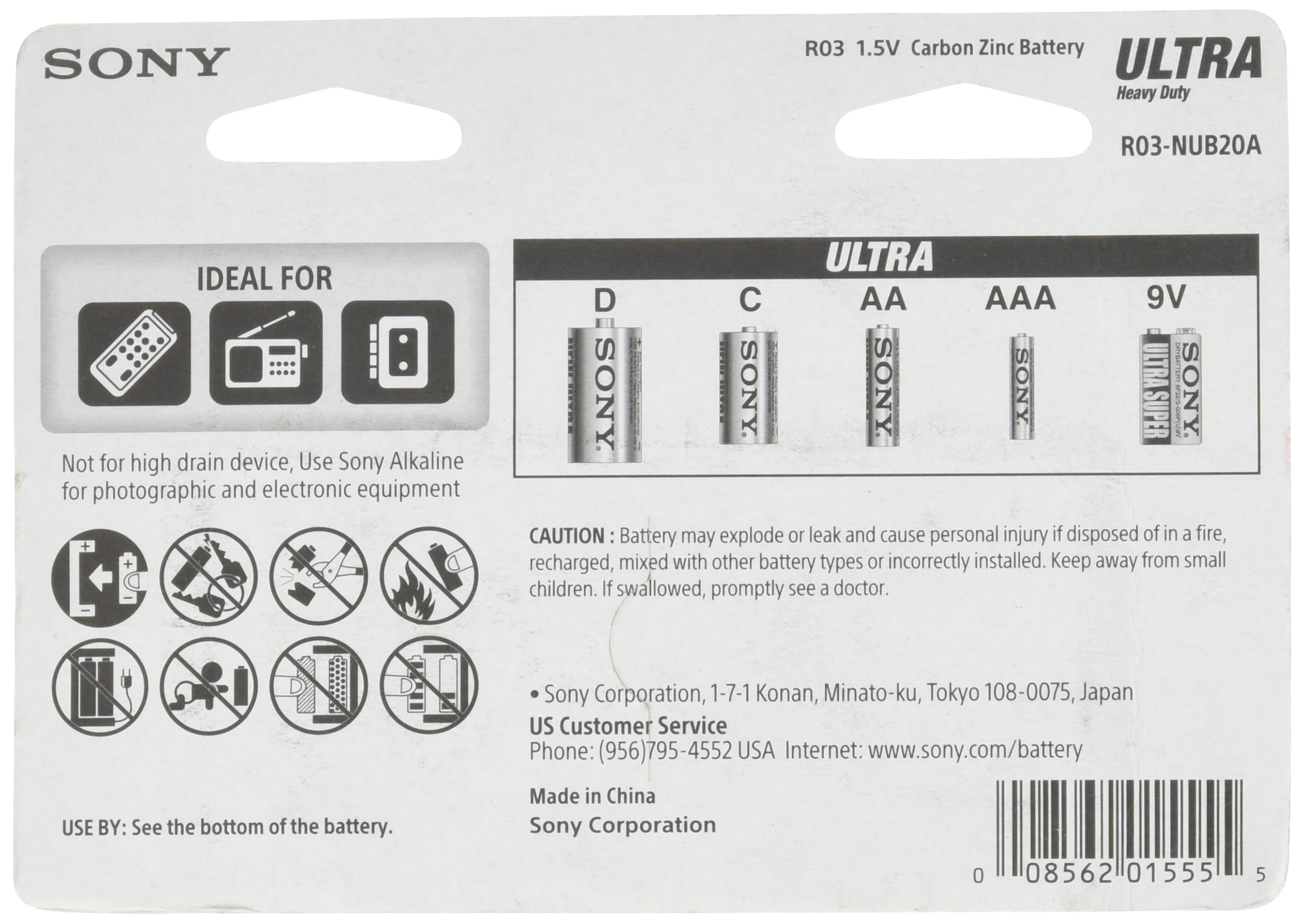 Sony R03NUB20A Heavy-Duty Carbon Zinc AAA Batteries, 20 Pack 2