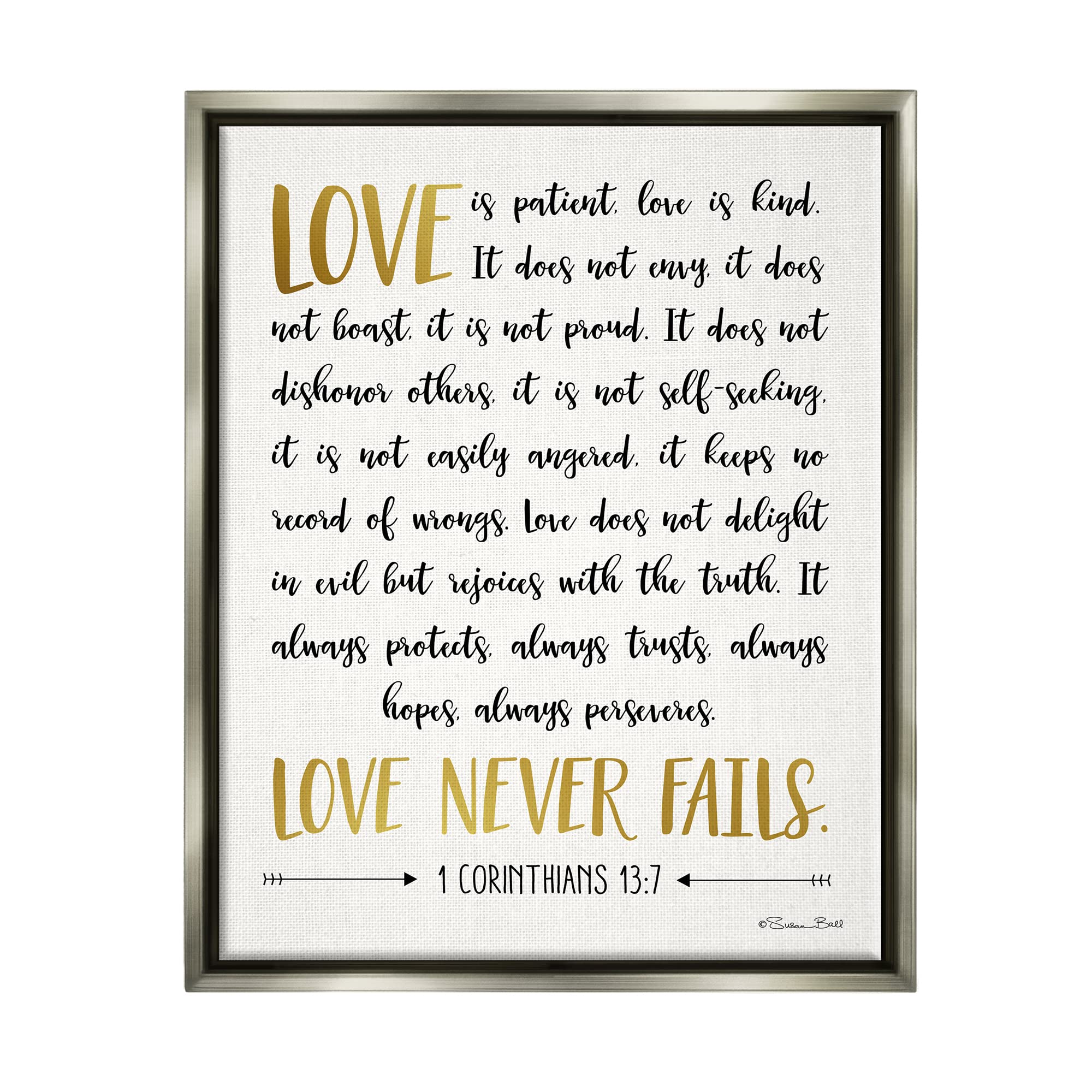 Stupell Industries Love Is Patient Psalm Faith Based Word Design, Design by Susan Ball