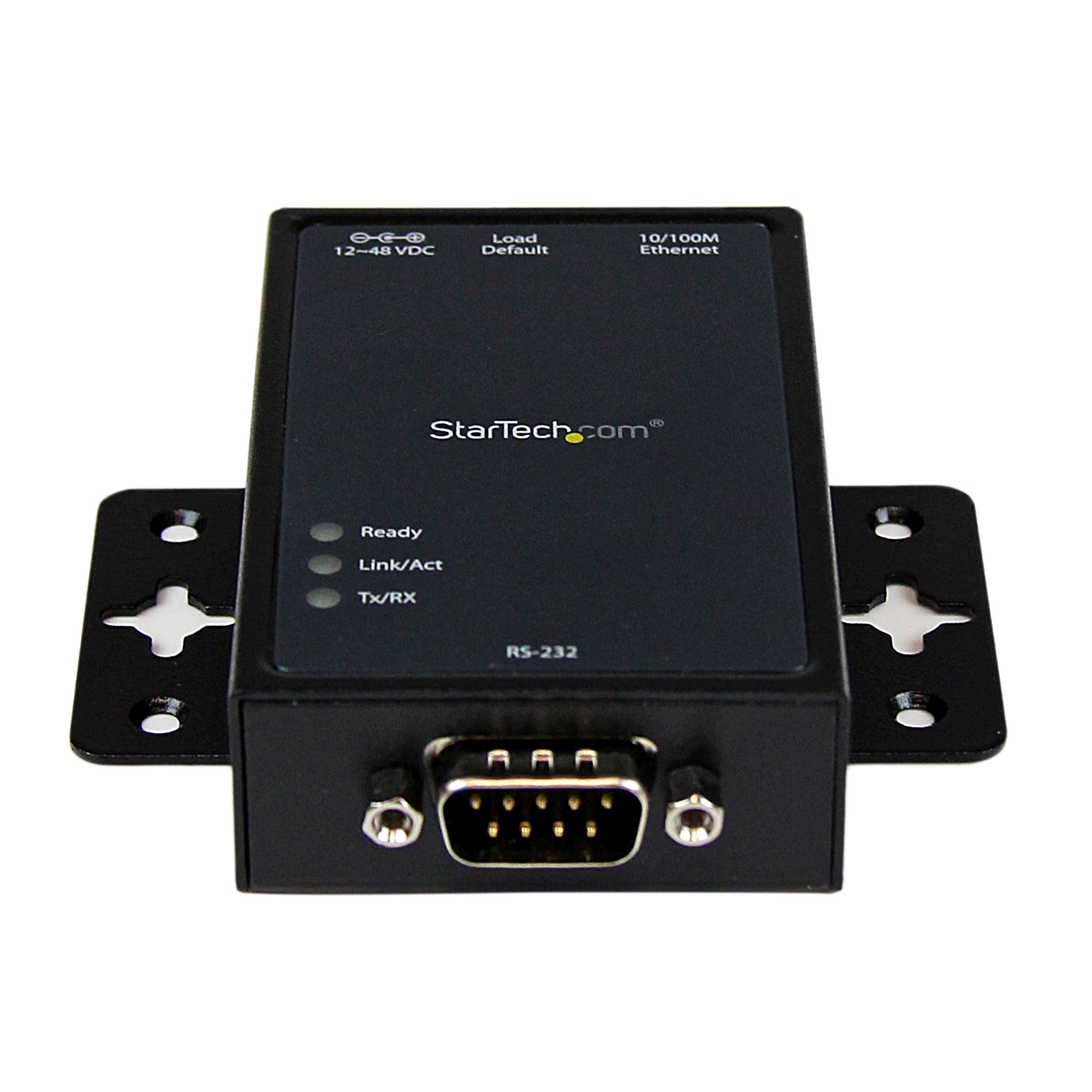 StarTech.com 1 Port RS232 to Ethernet IP Converter/Device Server - Aluminum - Serial over IP Device Server & 10' RS232 Serial Null Modem Cable - Null modem cable - DB-9 to DB-9-10 ft 3