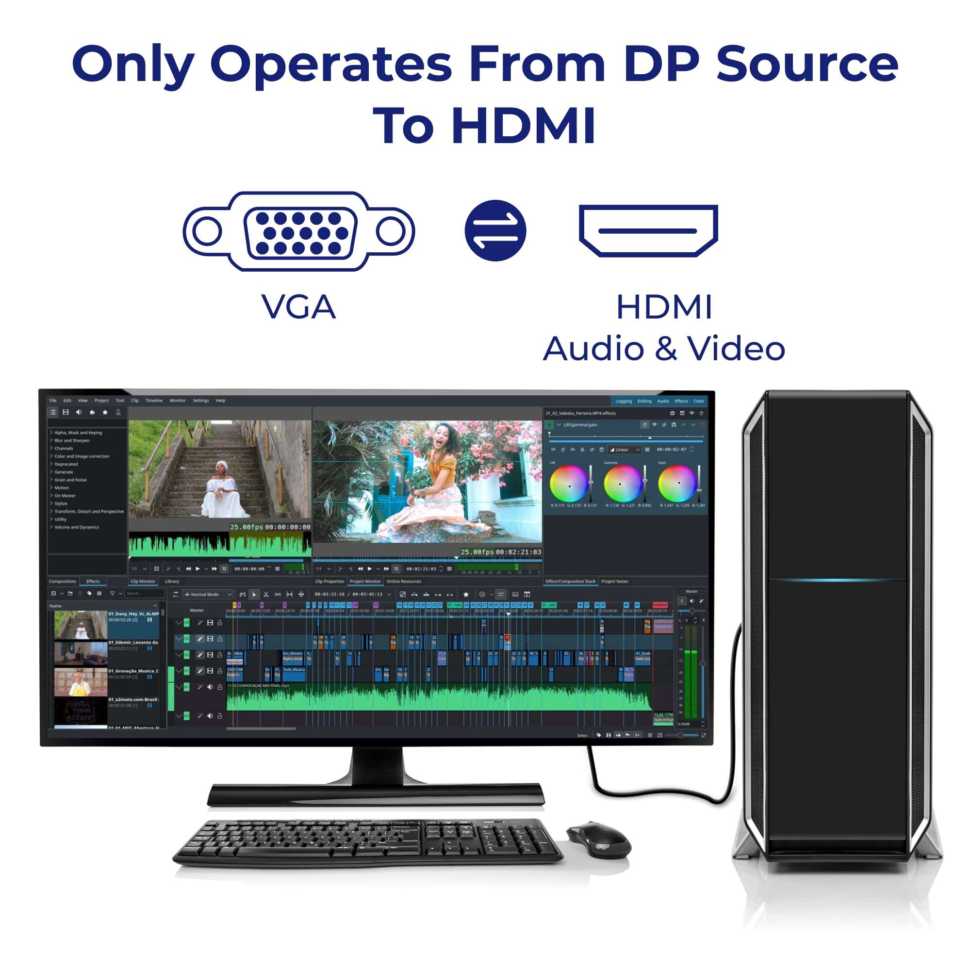 AURUM CABLES HDMI to VGA Cable for Monitor 3 Feet, Gold Plated Male to Male 1080P Compatible with PC, Computer, Laptop, Desktop, HDTV, Projector, Roku, Xbox, Pi, Raspberry, and More, Black 4