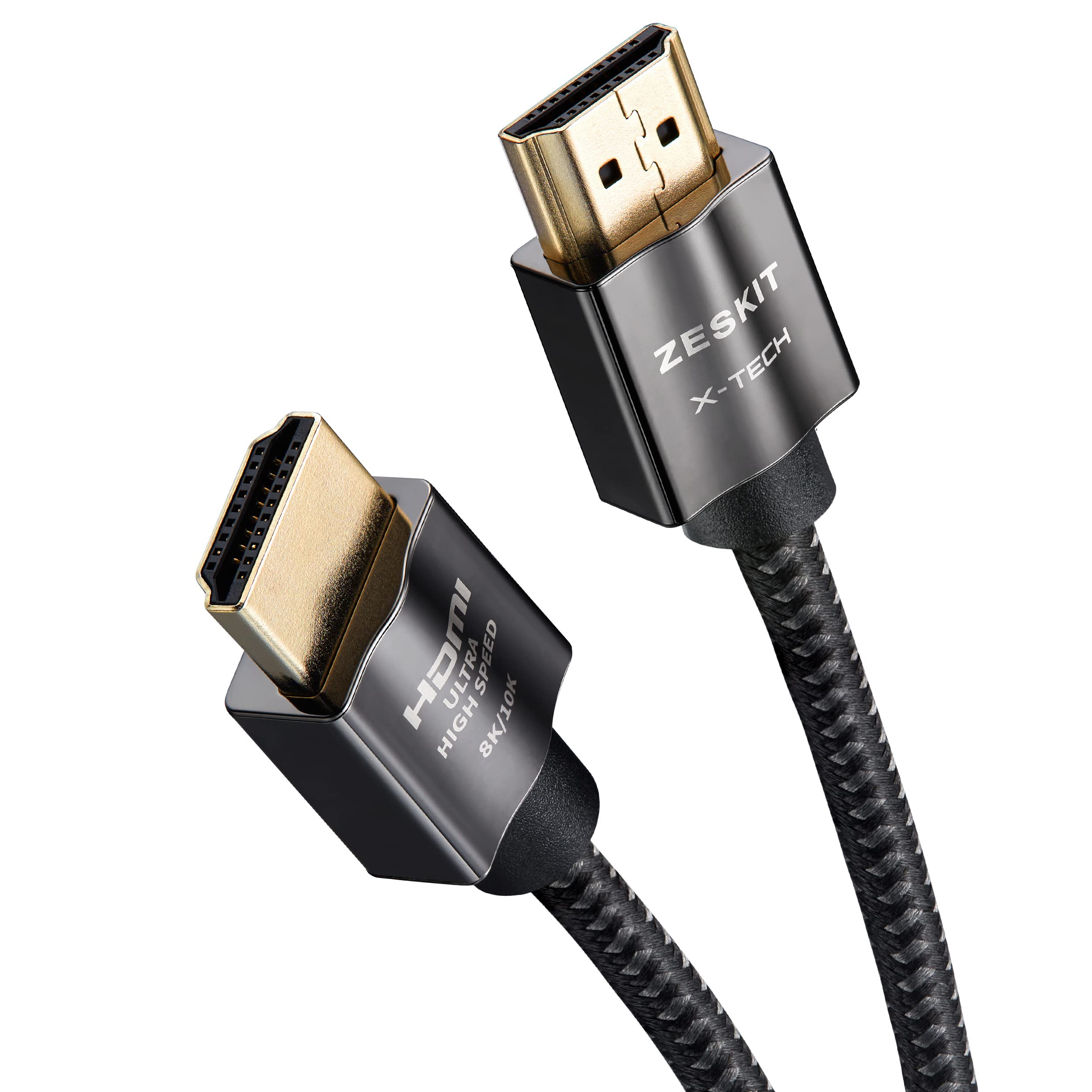 Zeskit X-Tech 48Gbps Ultra High Speed HDMI Cable 8ft, 8K60 4K120 144Hz eARC HDR HDCP 2.2 2.3 Compatible with Dolby Vision Apple TV 4K Roku Sony LG Samsung Xbox Series X RTX 3080 PS4 PS5 5