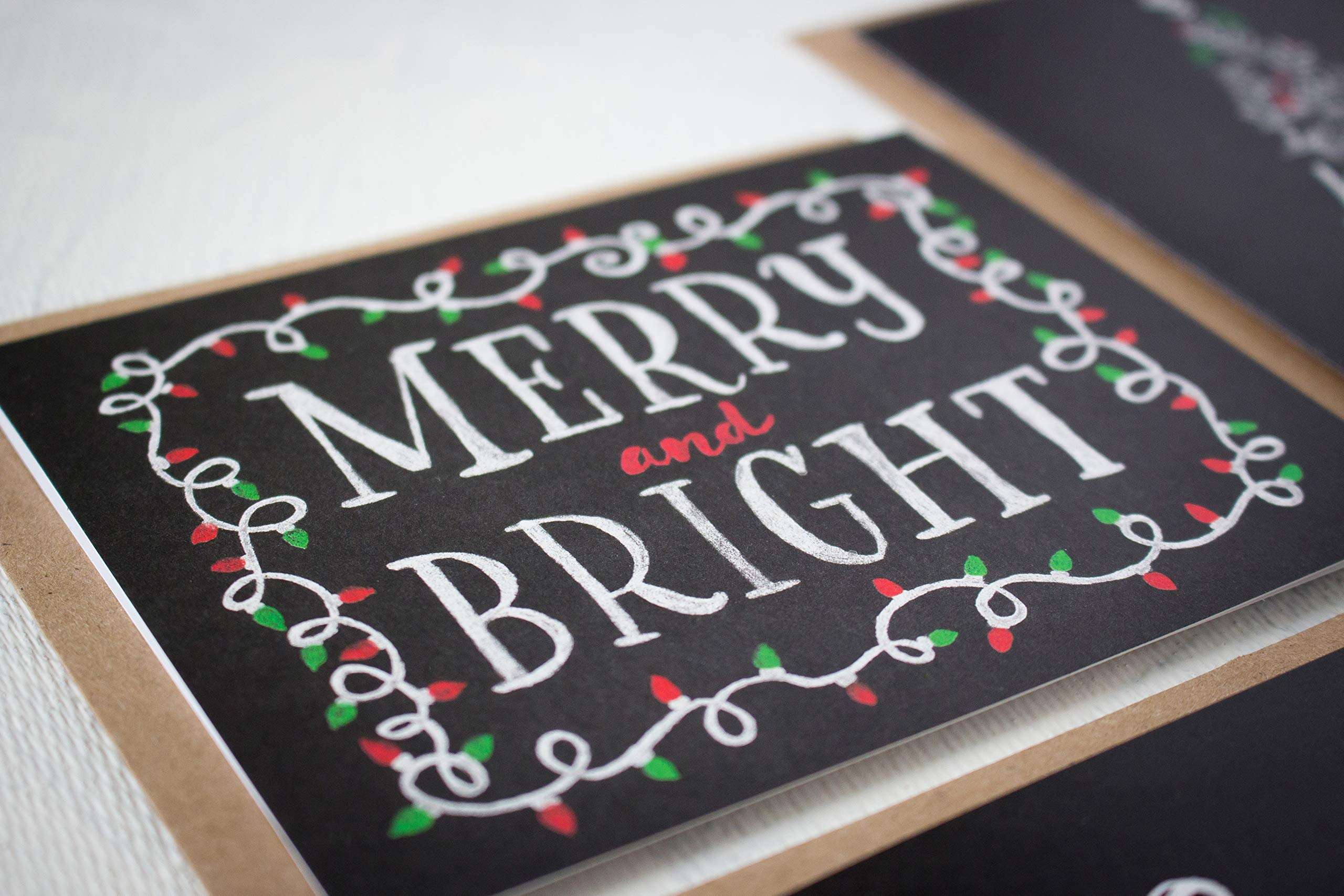 Christmas Cards Boxed Set: Chalk Art Holiday Card Pack (Premium Christmas Card Box Set + Kraft Envelopes) - 4 Unique Assorted Chalkboard Designs - Proudly Made in The USA by Palmer Street Press (36) 5
