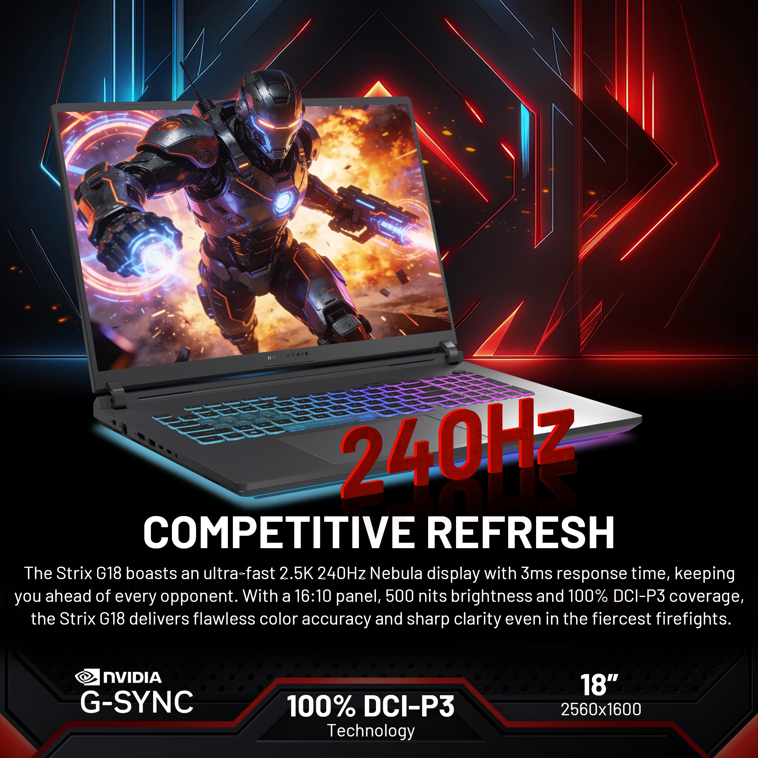 ASUS ROG Strix G18 18" WQXGA 240Hz Gaming Laptop, GeForce RTX 5070 8GB, Intel Ultra 9 275HX, 32GB DDR5, 2TB Storage (1TB SSD & 1TB Docking Station Set), Backlit Keyboard, IR Camera, Win11 Pro, Gray 5