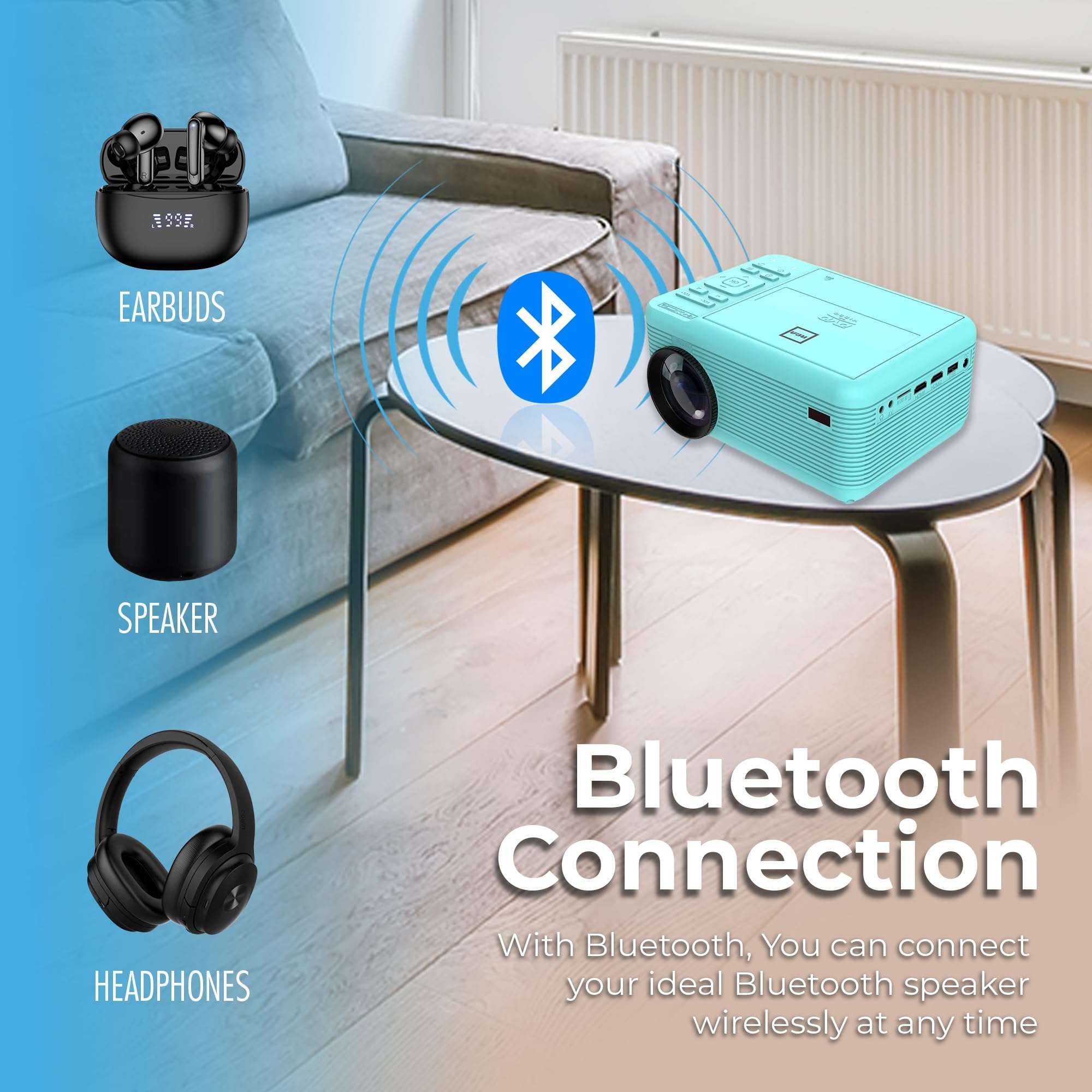 RCA PROJECTOR WITH BUILT-IN INTERNAL DVD PLAYER BLUETOOTH AND SPEAKER - Mini Portable - Indoor/Outdoor Projector and Screen Package - HDMI/AV/VGA/Micro SD Compatible - 1920x1080 Res 3