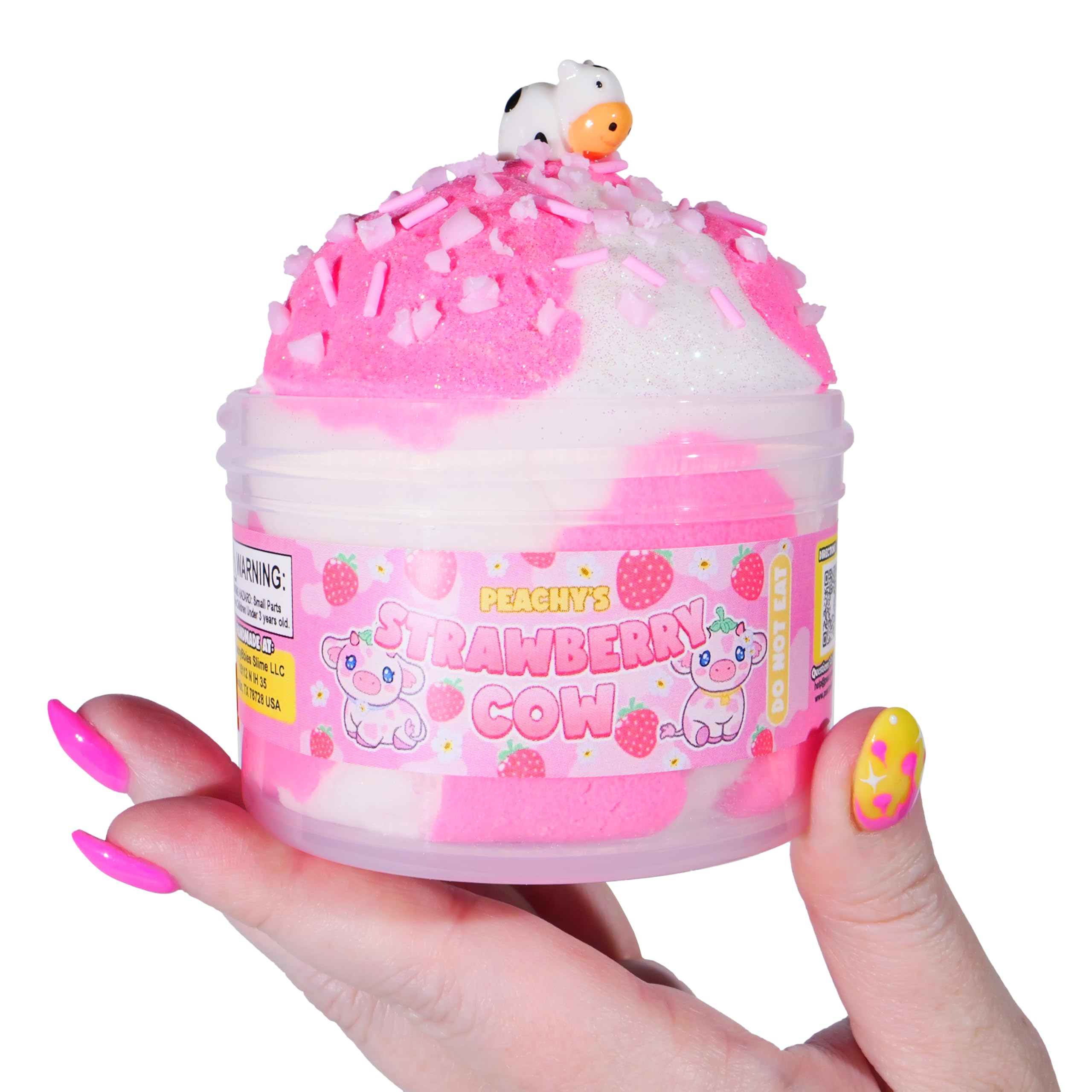 Peachybbies Strawberry Cow Cloud Slime - Made in USA Premium, 100% Authentic, 7 oz., Scented for Kids, ASMR, Slime Charms, Fidget Toys 5