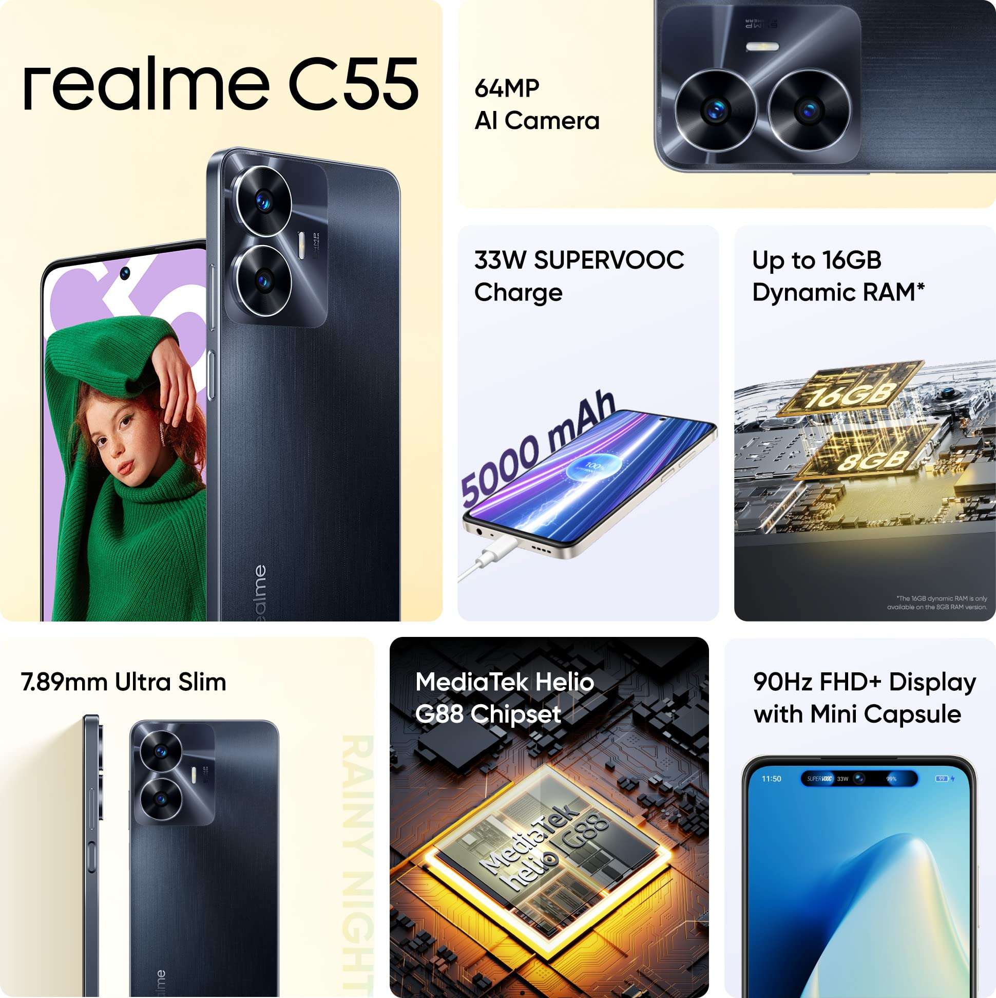 Realme C55 (Rainy Night, 4GB RAM 64GB Storage) 4