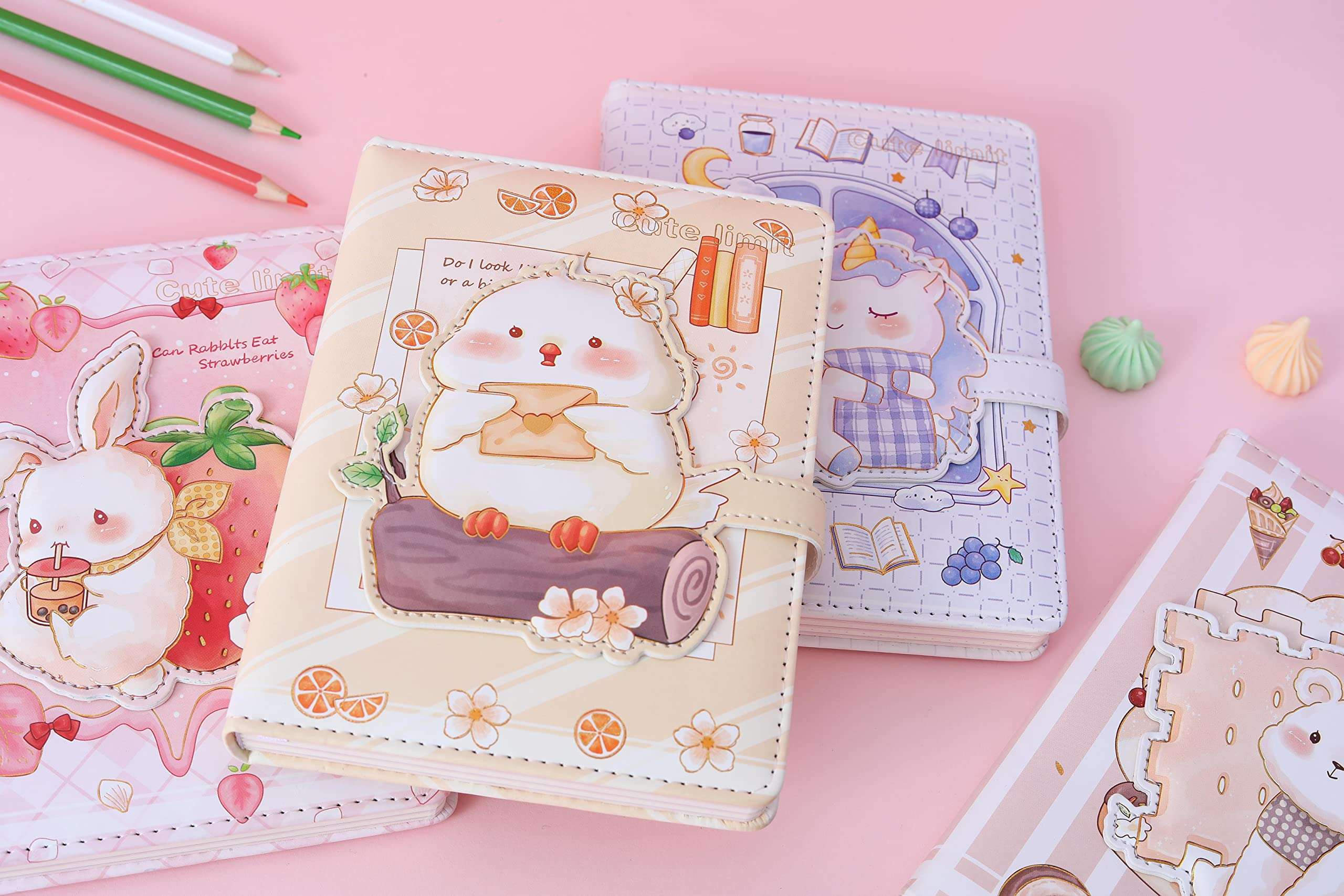 Cute Chick Journal Notebook, Chick Journal for Girls, Cute Journal for Girls, Kawaii Journal, Soft PU Leather Cover, 6.6 x 4.9 inch (16.8 x12.4 cm), A5 5