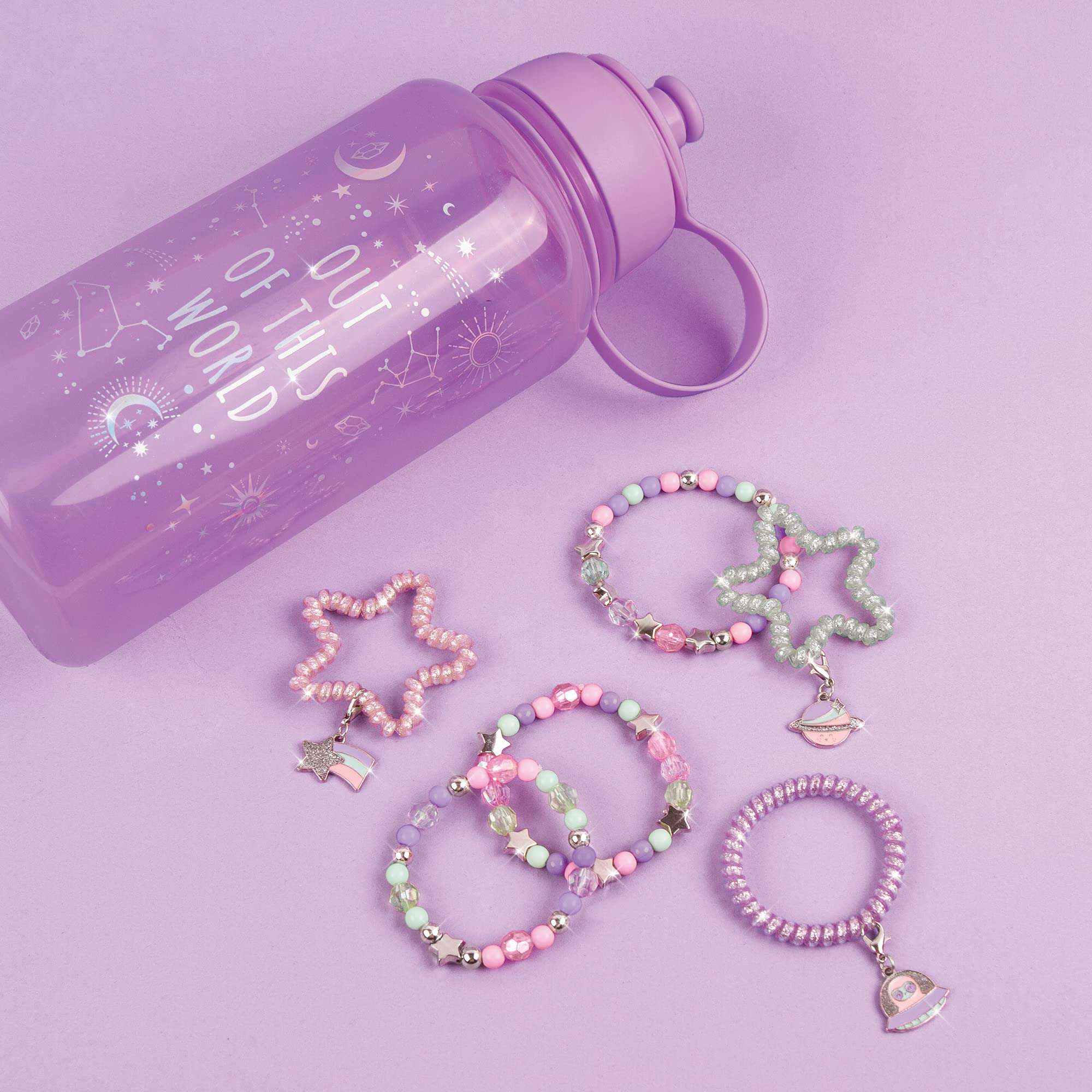 Make It Real - Sparkly Spiral Bracelets - DIY Charm Bracelet Making Kit - Friendship Bracelet Kit with Beads, Charms & Coils - Arts & Crafts Bead Kit for Girls - 70 Piece Kit - Makes 5 Bracelets 4