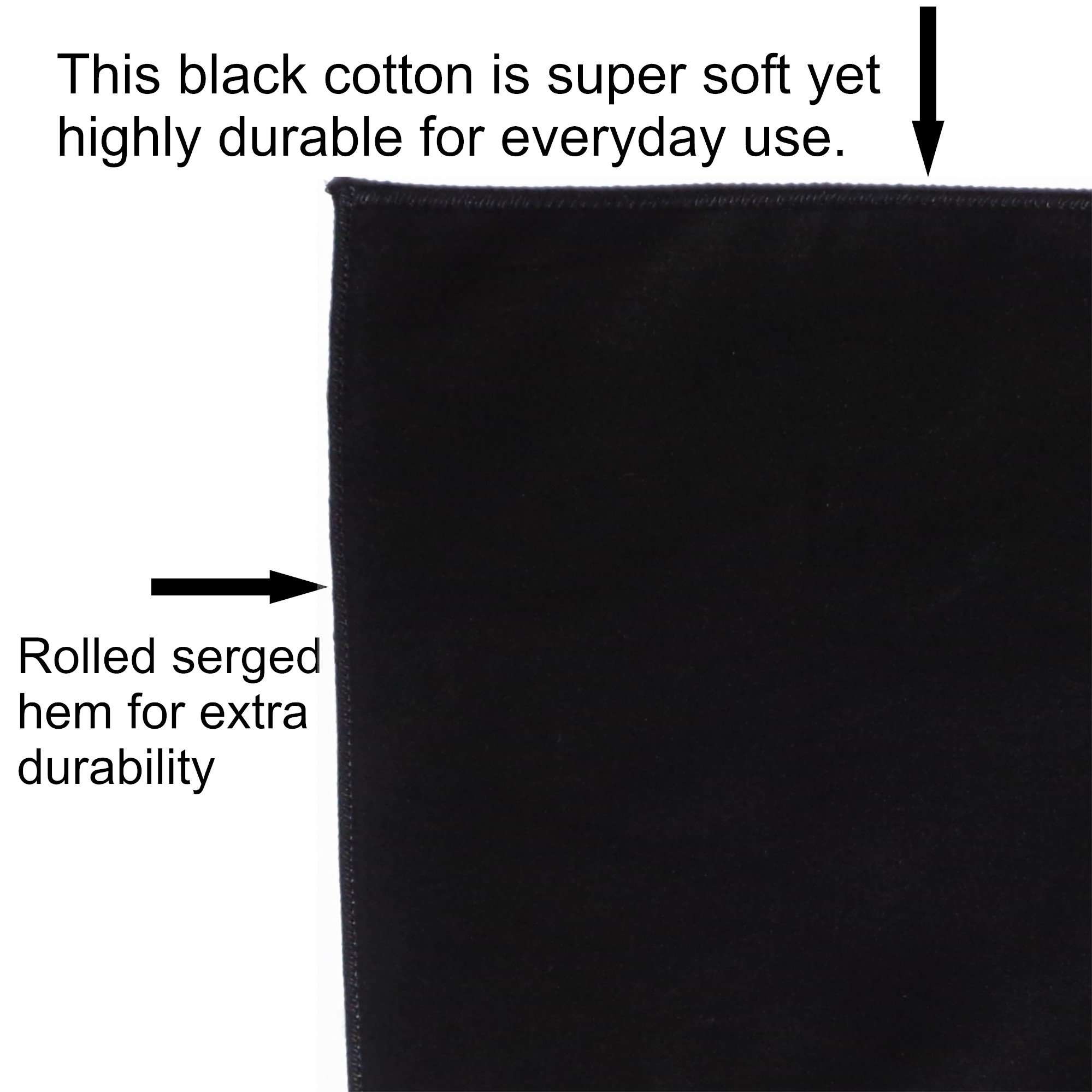 The Organic Handkerchiefs Company Set of Organic Cotton Handkerchiefs, Medium, Black 2