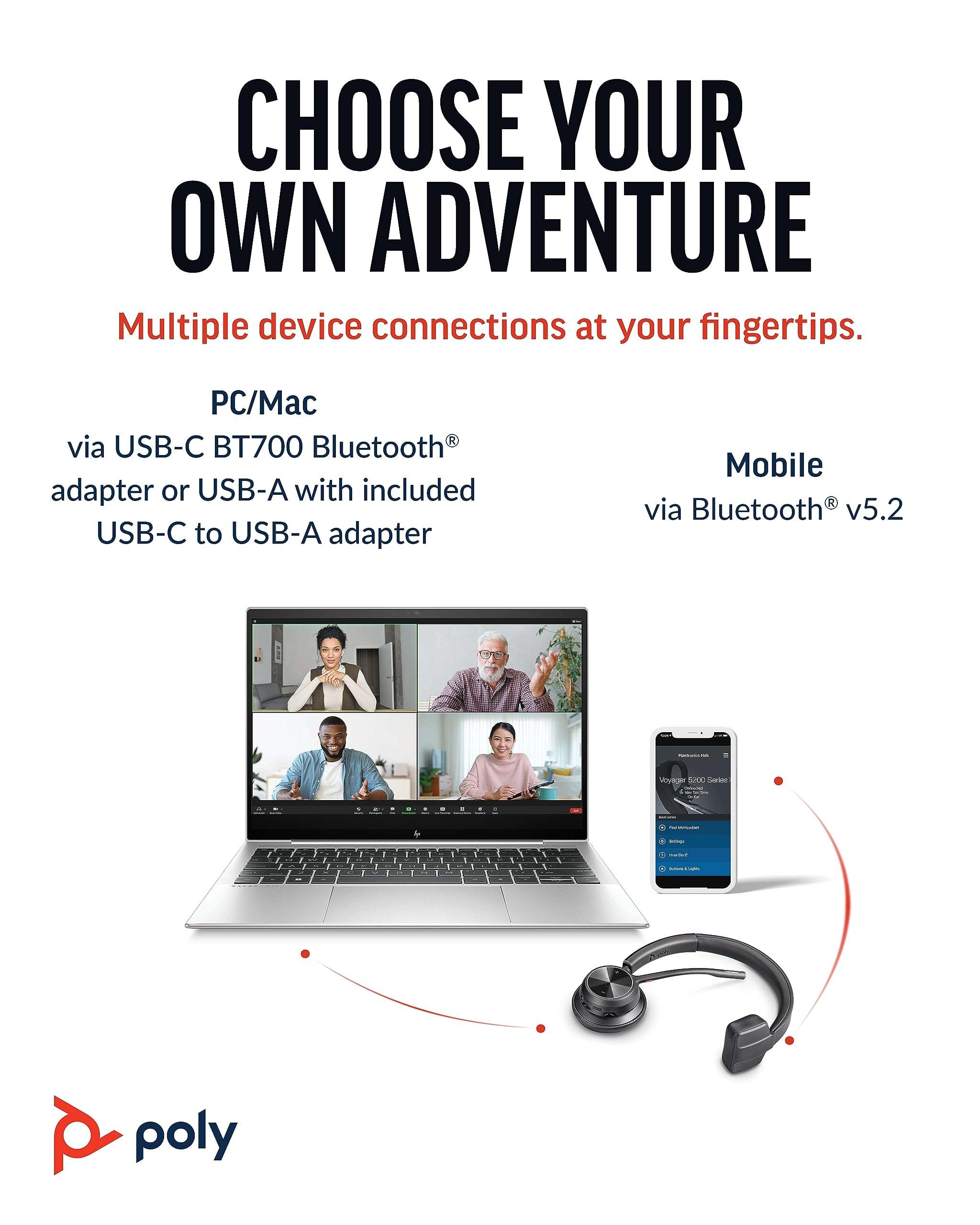 Poly Voyager 4310 UC Wireless Headset (Plantronics) - Single-Ear Bluetooth Headset w/Noise-Canceling Mic - Connect PC/Mac/Mobile via Bluetooth - Works w/Teams, Zoom, & More - Amazon Exclusive 5