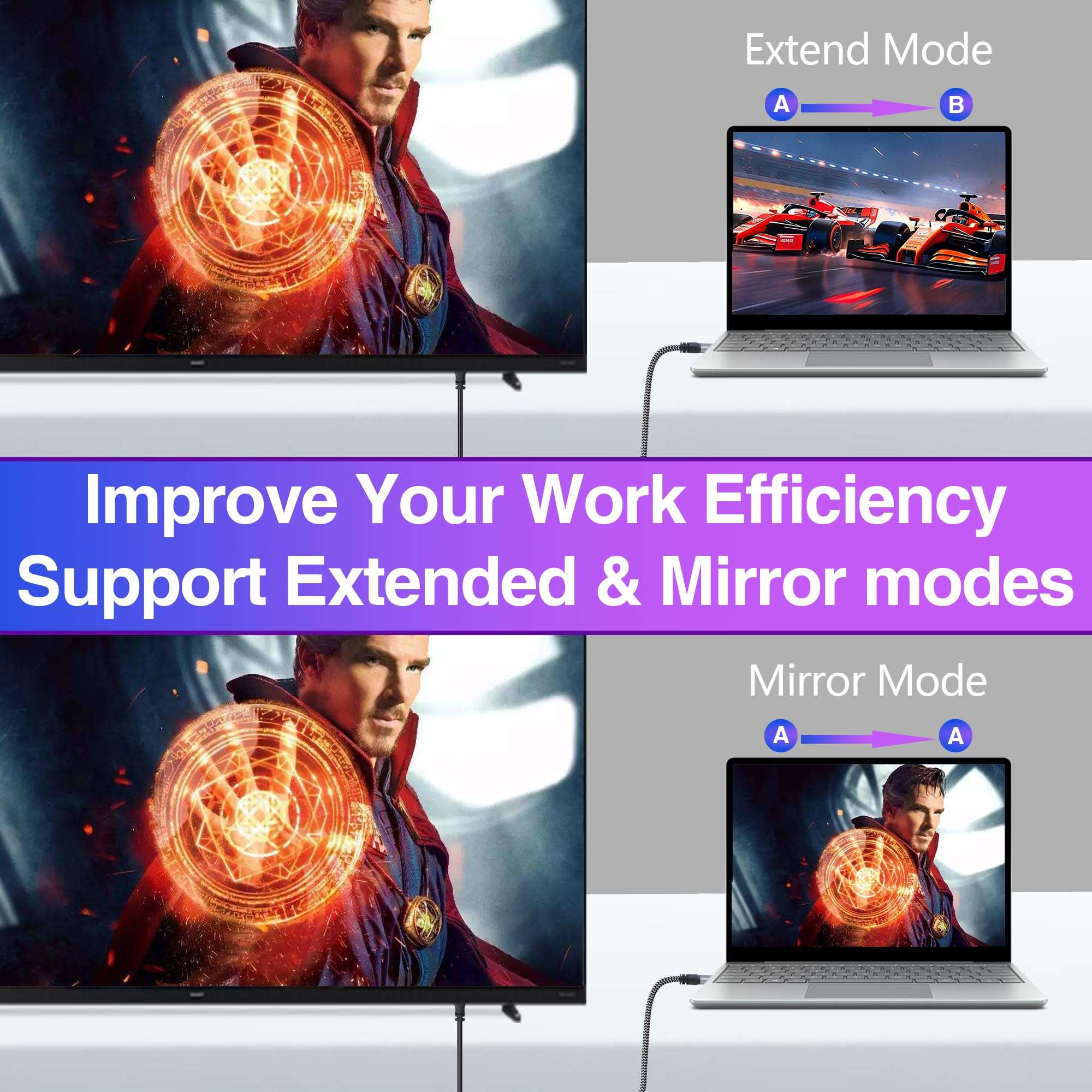 DVI to VGA Adapter 2 Pack, DVI-D 24+1 Male (Source) to VGA Female (Screen) Cable, Braided Cord Converter Connector for Monitor, PC, TV Stick, Raspberry Pi, Computer, Desktop, Laptop, Projector, Xbox 6