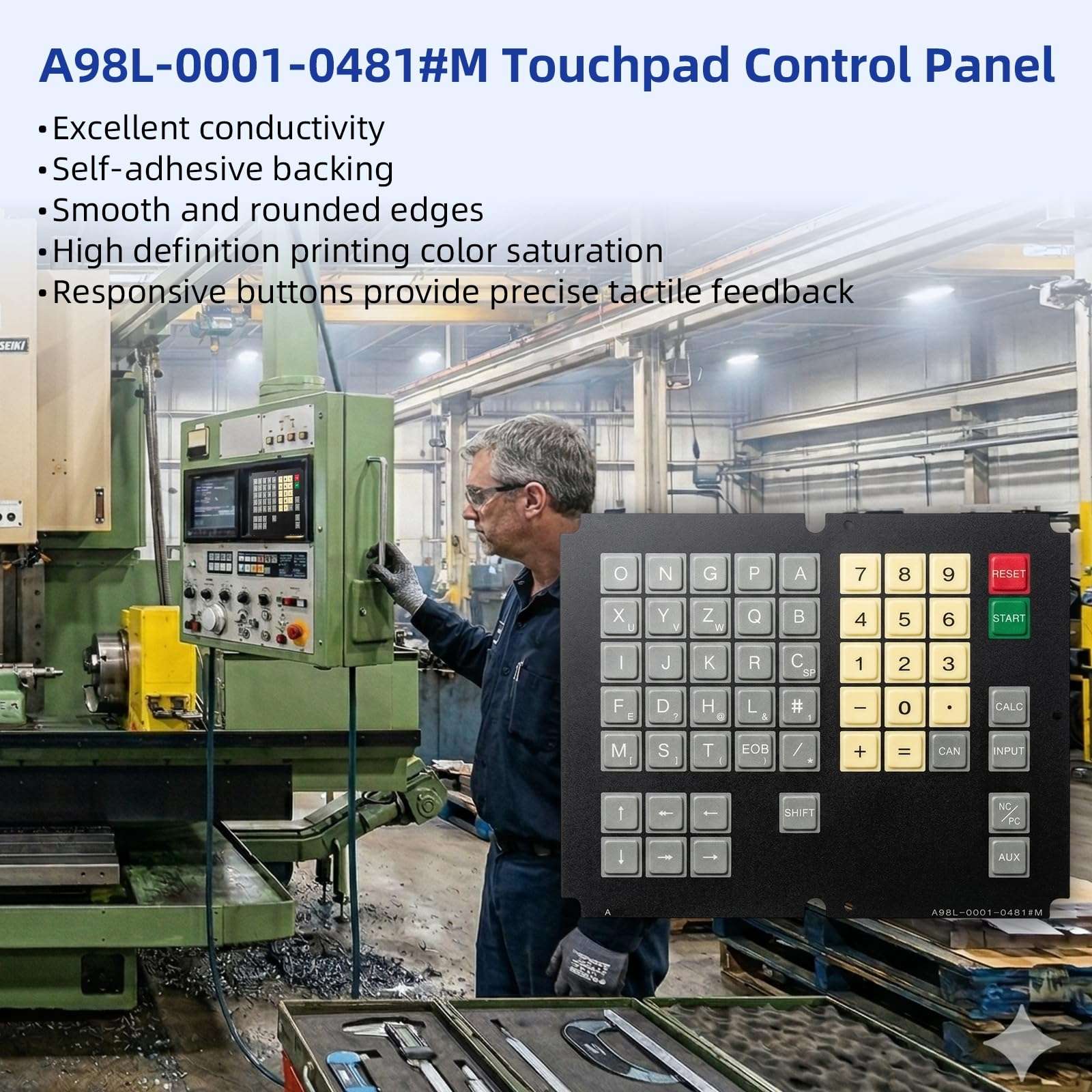 Timsenkoo A98L-0001-0481#M Membrane Keypad for Fanuc 10-11M Keyboard Replacement 6