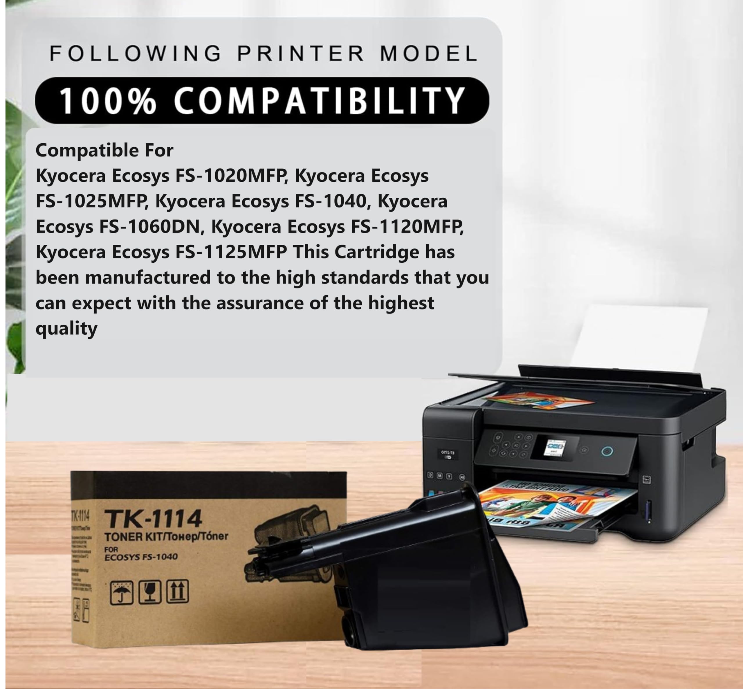 ANG TK 1114 Toner Cartridge Single-Color Compatible for Kyocera Ecosys FS-1020MFP, FS-1025MFP, FS-1040, FS-1060DN, FS-1120MFP, FS-1125MFP (Pack of 2 Black) 2