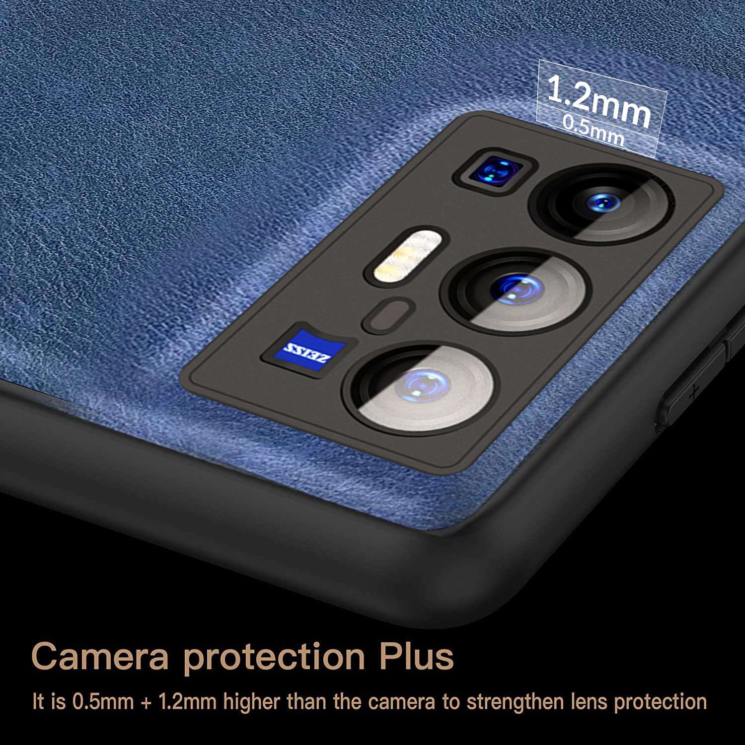 KAPA Tux Back Case for Vivo X70 Pro Plus, Slim Leather Case with Soft Edge Shockproof Back Cover (Blue) 4