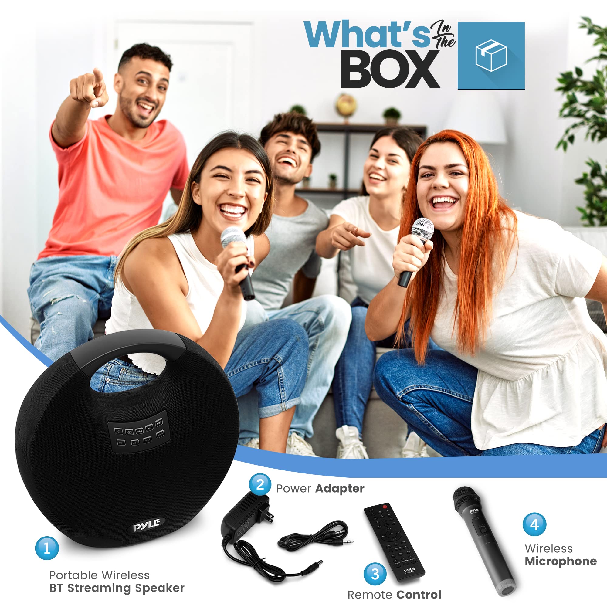 Pyle Mini IPX4 Waterproof Wireless Portable Bluetooth Speaker, with Built in Rechargeable Battery, Wireless Microphone, Clear Surround Sound, for Indoor and Outdoor Activities 2