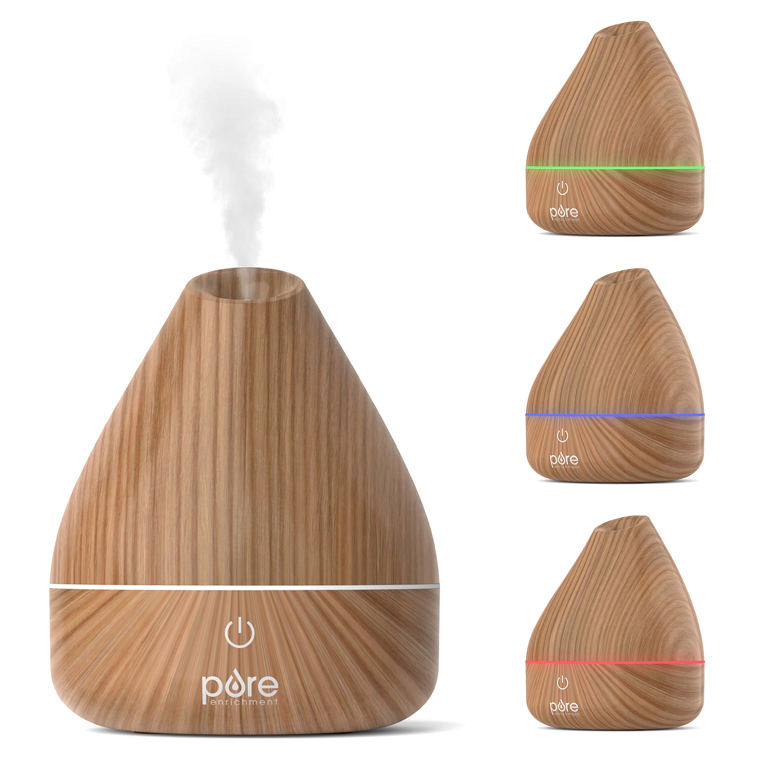 Pure Enrichment PureSpa Natural Aromatherapy Oil Diffuser (Natural) - Ultrasonic Air Deodorizer with 200ml Water Tank, Wood-Grain Accents, Soft Color-Changing Lights, and Auto Safety Shut-Off 1