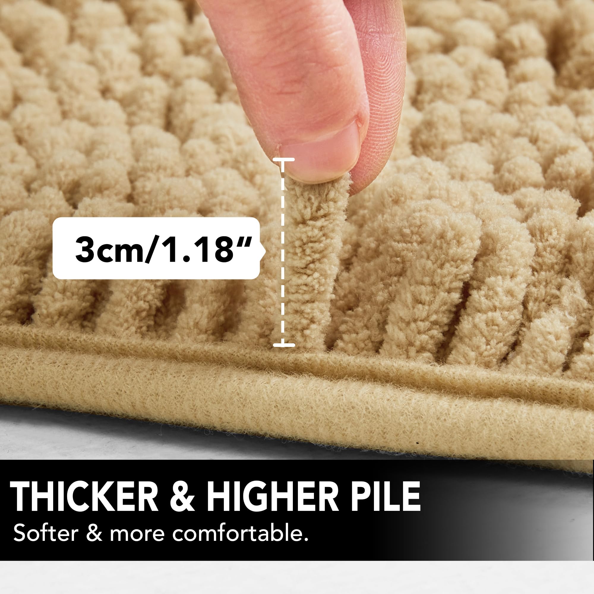 Deconovo Bath Mat 36x24 Inch Non-Slip, Ultra Absorbent, Machine Washable Microfiber Rug for Bathroom Floor, Hotel & Home Use – Oeko-TEX Certified, Quick Dry, Soft Plush Feel Pebble 6