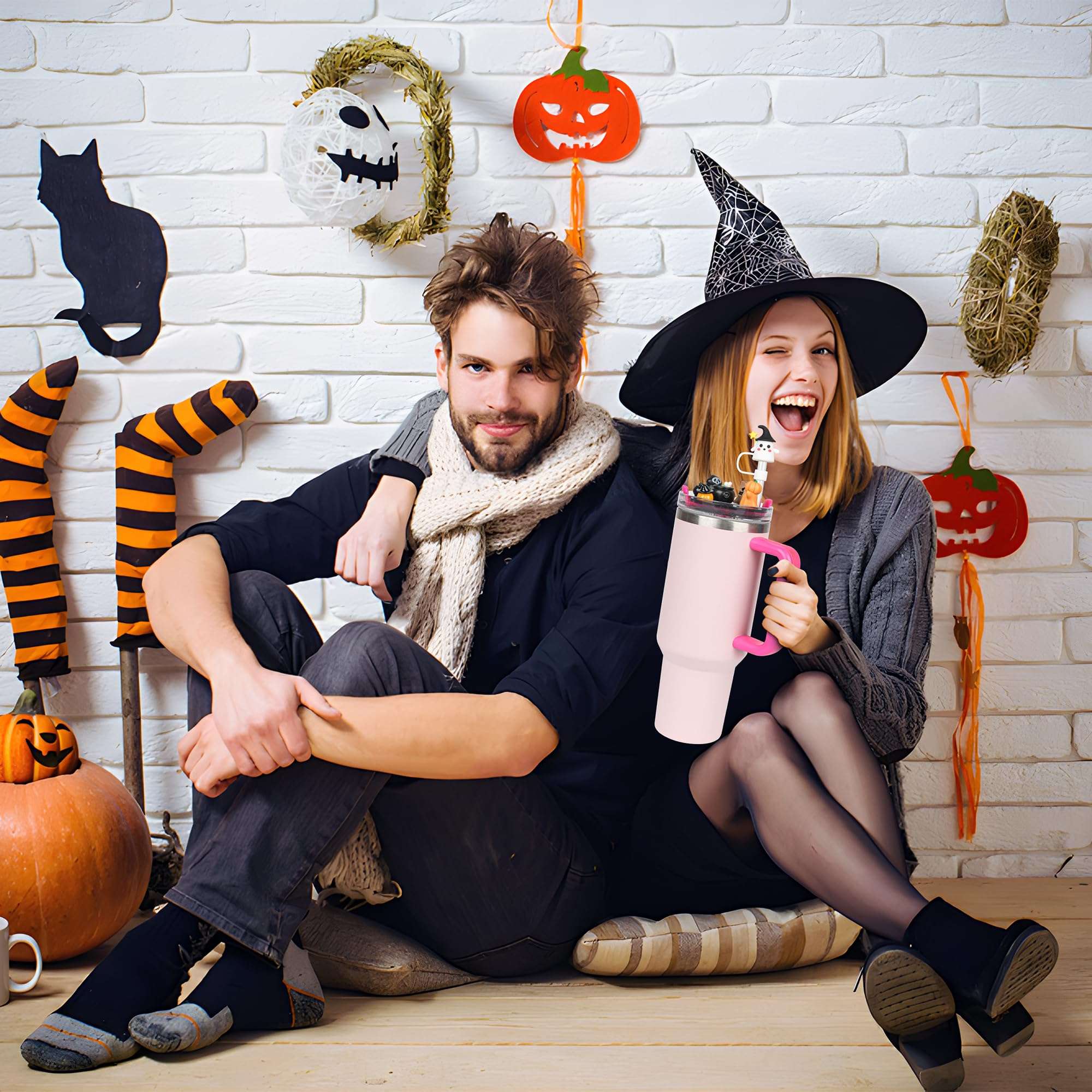 ZUZYEISS Accessories Compatible with Stanley Cup Lid, Fit for 40 oz Lid Charms Decor, Halloween Silicone Straw Topper Cover Cap, Cute Charms for 30&40 Oz Tumbler with Handle 5