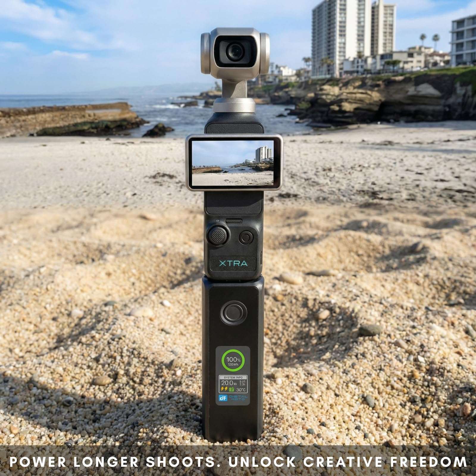 Osmo Pocket 3 Battery Handle,20W Fast Charging Handle Grip Accessories Compatible with DJI Pocket 3/Xtra Muse with LCD Full Color Display,Charging Speed and Battery Temperature Visible, 5000 mAh 5