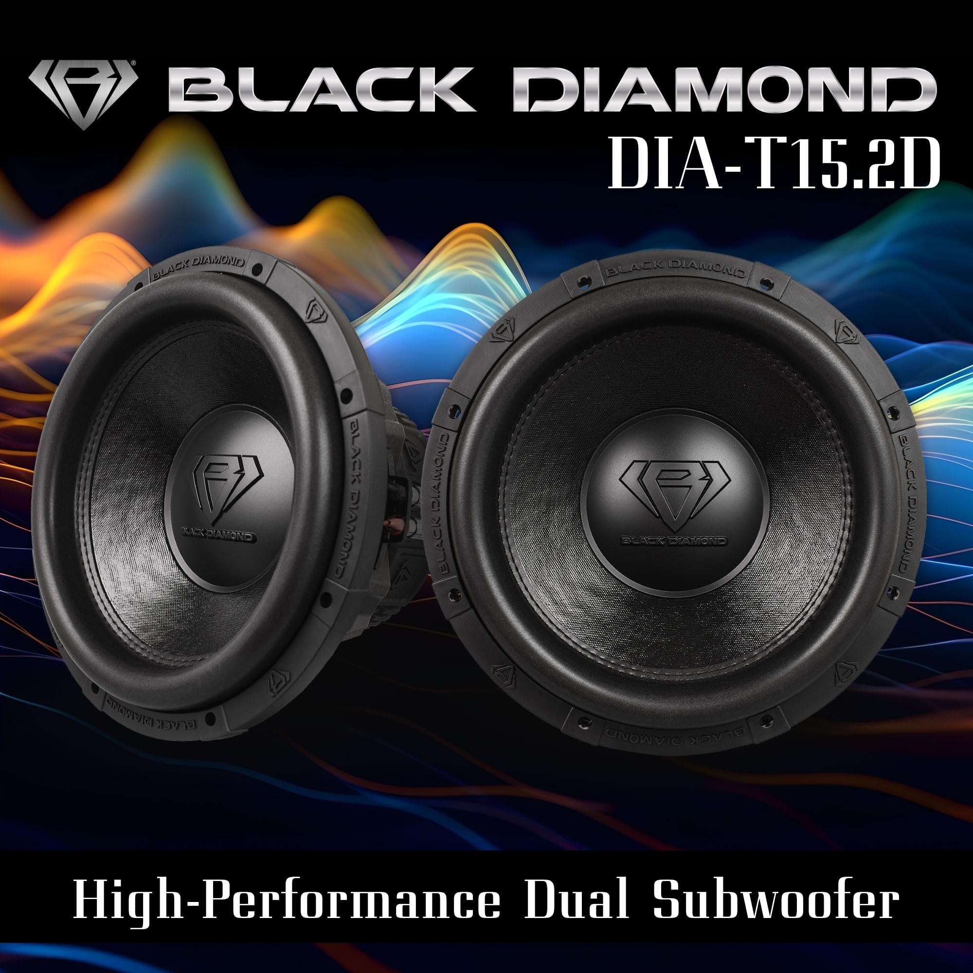 Black Diamond DIA-T15.2D 15 Inches Car Audio Subwoofer 2000 Watts 3" Dual Voice Coil 2+2 DVC 2 Ohm (1 Speaker) 2