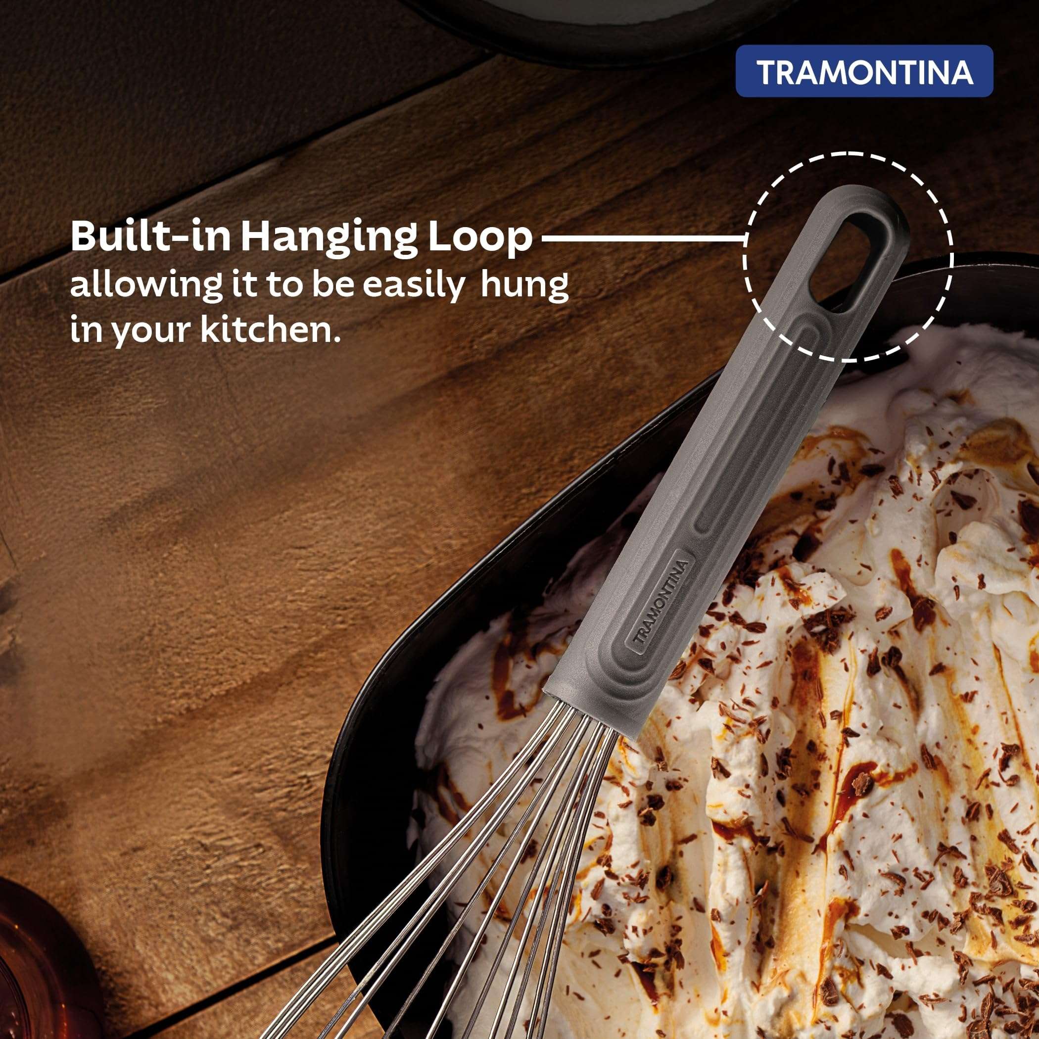 Tramontina Softta Heat‑Safe Whisk – Stainless Steel Whisk with Grey Rubber Grip – 210°C Safe – Perfect for Mixing, Whipping, Blending 5