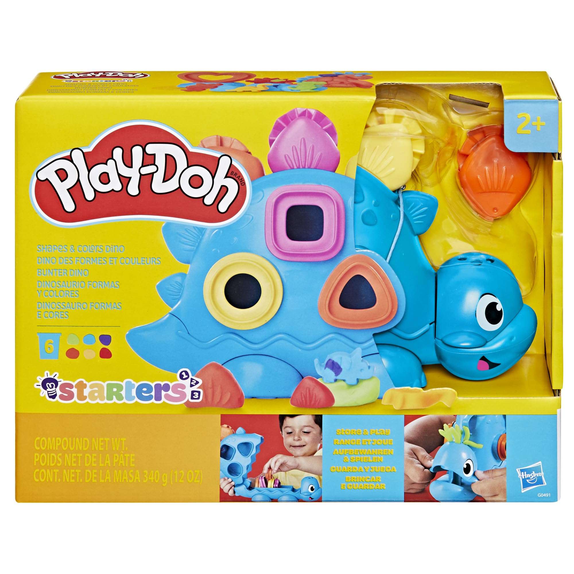 Play-Doh Shapes & Colors Dino Starter Set, Tactile Sensory Play Dinosaur Toys for Kids 2+, 11 Accessories 3