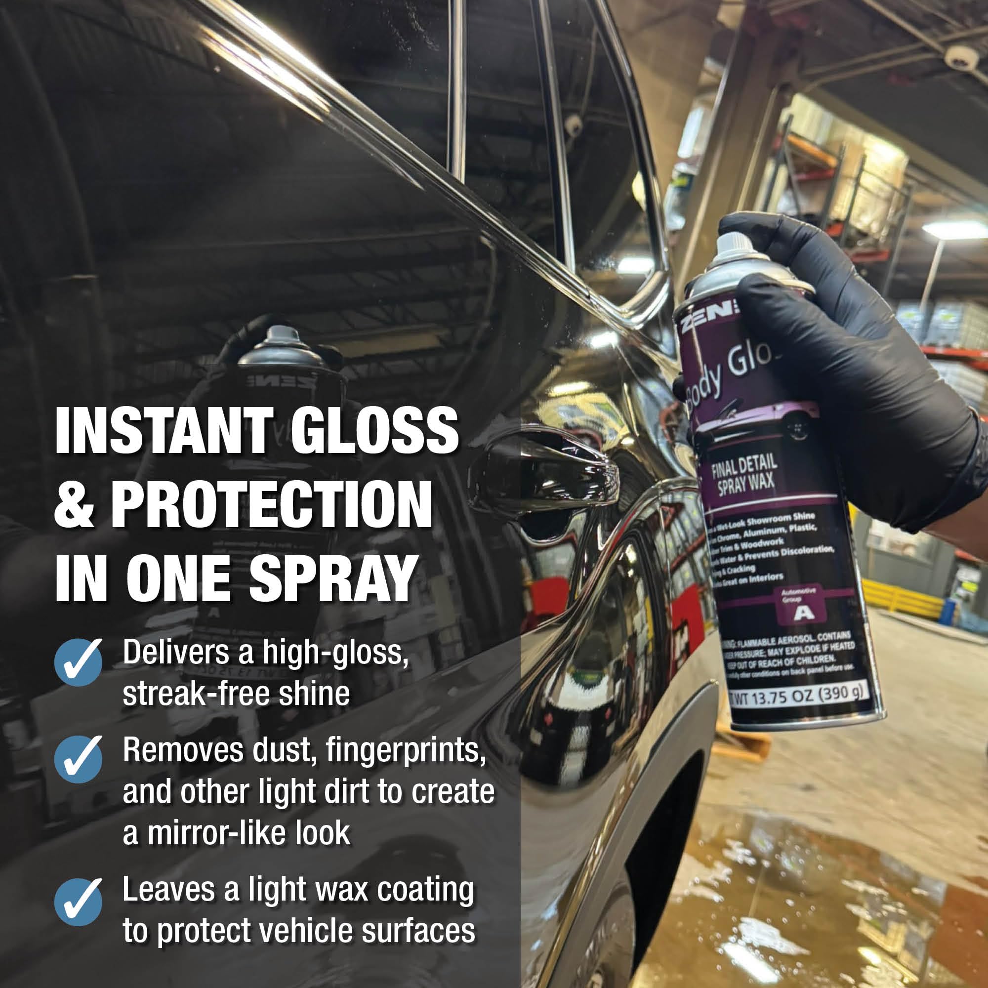 Zenex Body Gloss Final Detail Spray Wax - High Gloss Detail Car Cleaner & Wax | Wet-Look Showroom Shine | Safe For Interior & Exterior Surfaces | For Cars, Trucks, RVs, & More | 13.75 oz (12 Pack) 3