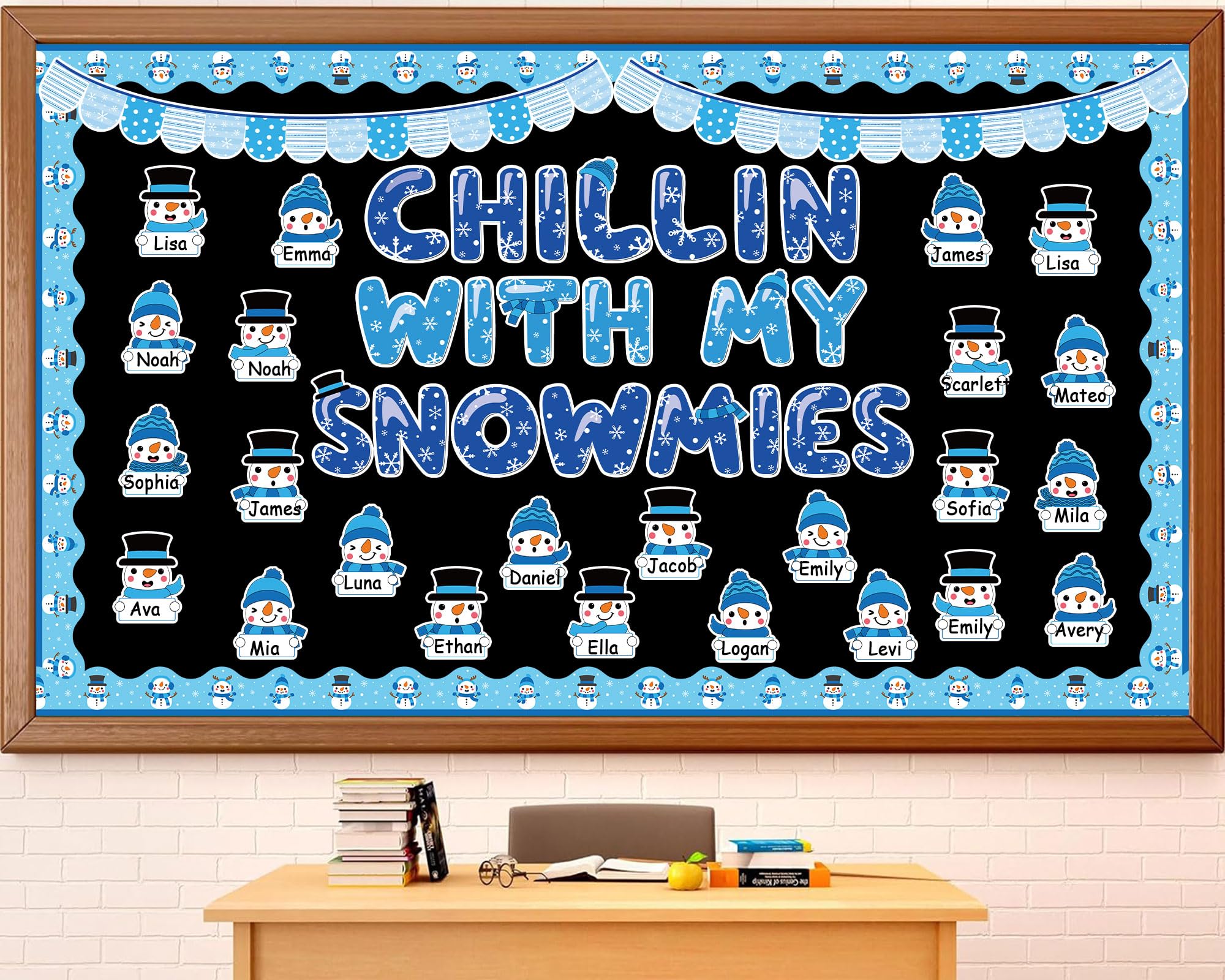 gisgfim Winter Bulletin Board Decorations Set Winter Snowman Name Tag Paper Cutouts Snowflake Winter Christmas Classroom Bulletin Board Decor for Holiday School Home Chalkboard Wall