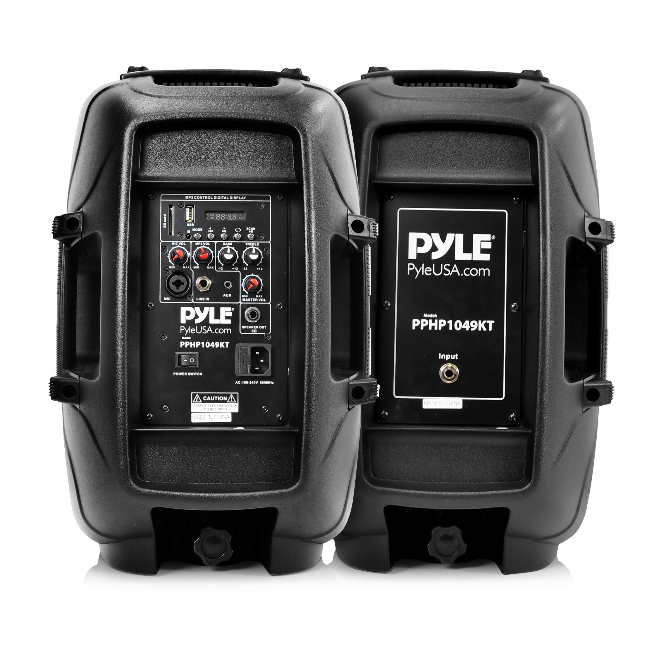 Pyle Wireless Portable PA System - Bluetooth Compatible Active + Passive Pair Outdoor Sound Speakers & Professional Audio Mixer Sound Board Console System Interfacen Streaming FX 16-Bit DSP Processor 4