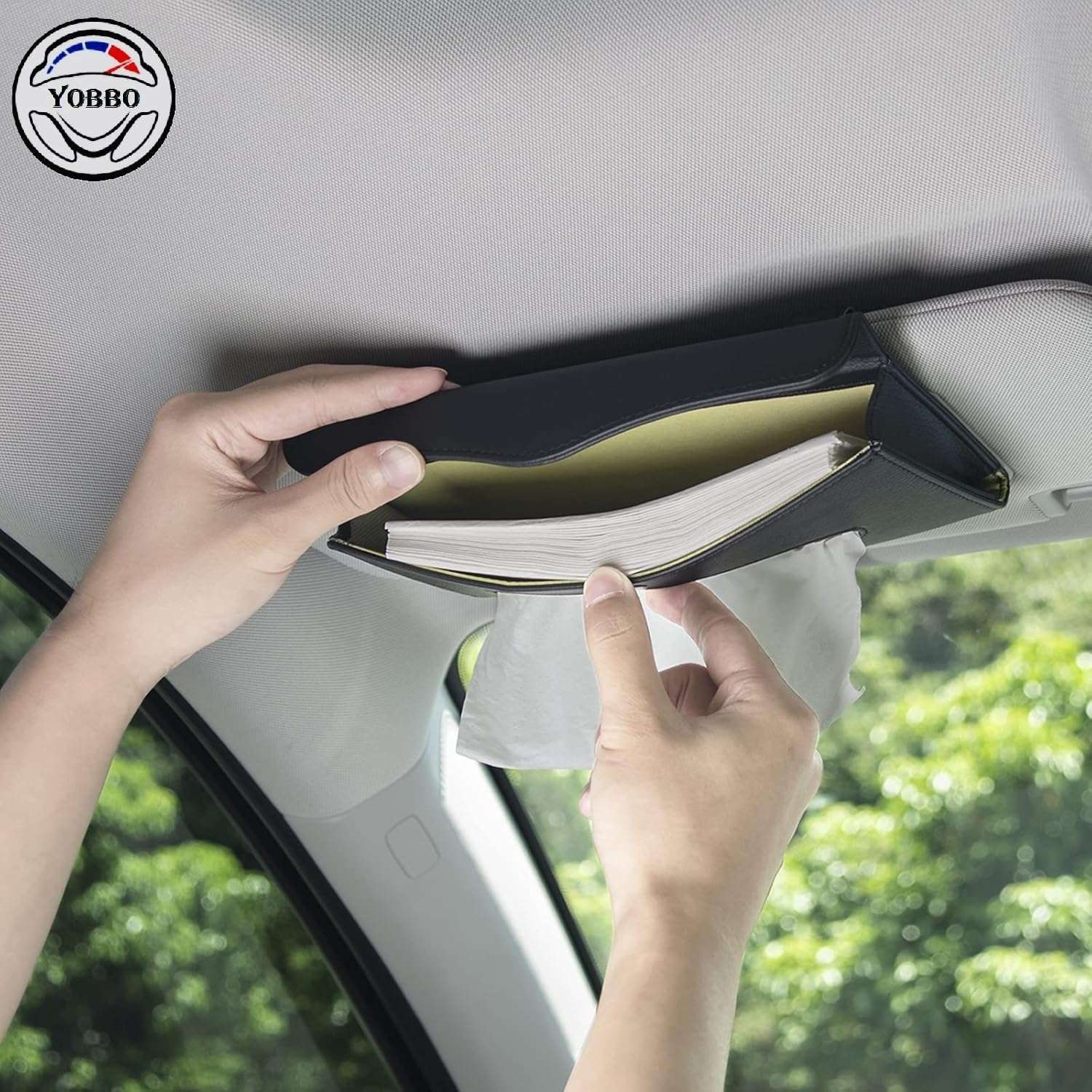 Yobbo Car Tissue Holder, Sun Visor Napkin Holder, Car Visor Tissue Papers Holder, Tissue Holder for Car, Tissue Dispenser Rectangular (Black) 6
