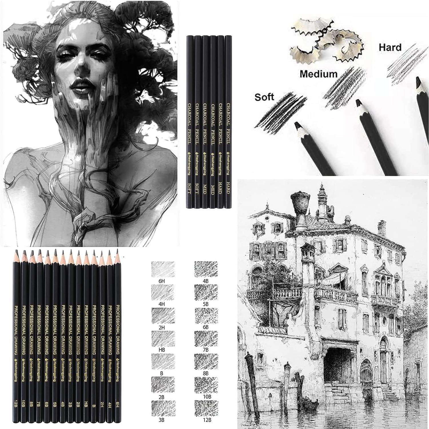 BITTZOOT Drawing Sketching Pencil Set,29-Piece Complete Artist Kit Includes Graphite Pencils,Includes Graphite Pencils,Charcoal Pencils, Paper Erasable Pen, Sketch Pencils Set for Drawing (29 PCS SET) 5