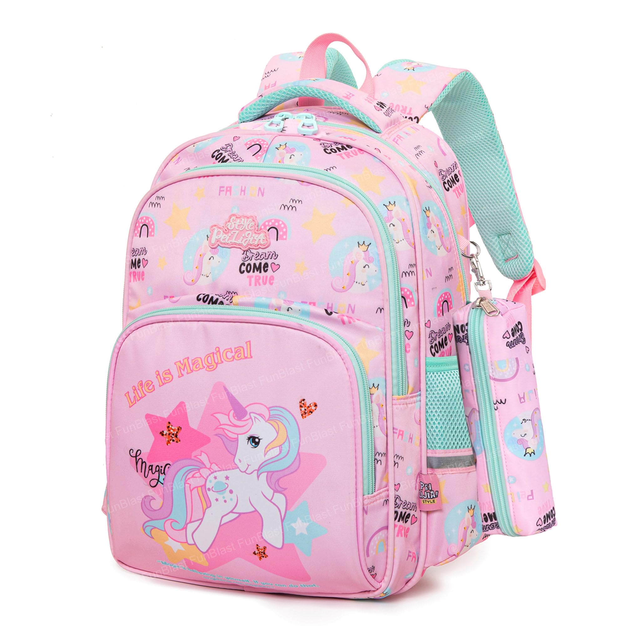 FunBlast School Backpack for Girls - Unicorn Shoulder Bag, Multifunctional Lightweight Large Capacity Bag for Girls, Stylish School Bag for Girls, Travel Bag, Picnic Bag (38 X 29 X 13.5 CM) 1