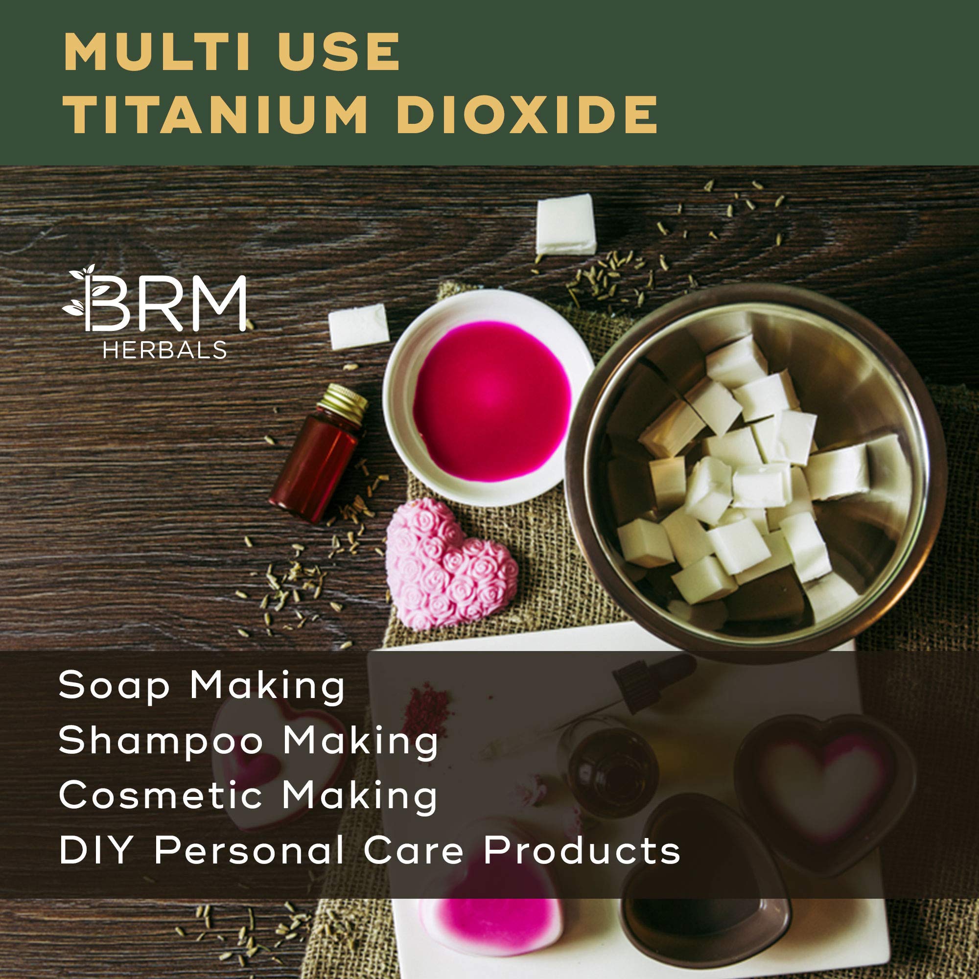 BRM Chemicals Titanium Dioxide Powder - 500 Grams Bulk For Soap Making, Shampoo Making, DIY Sunscreen - DIY Beauty Products, Make Up, Cosmetics & Personal Care For Face, Hair, Body 4