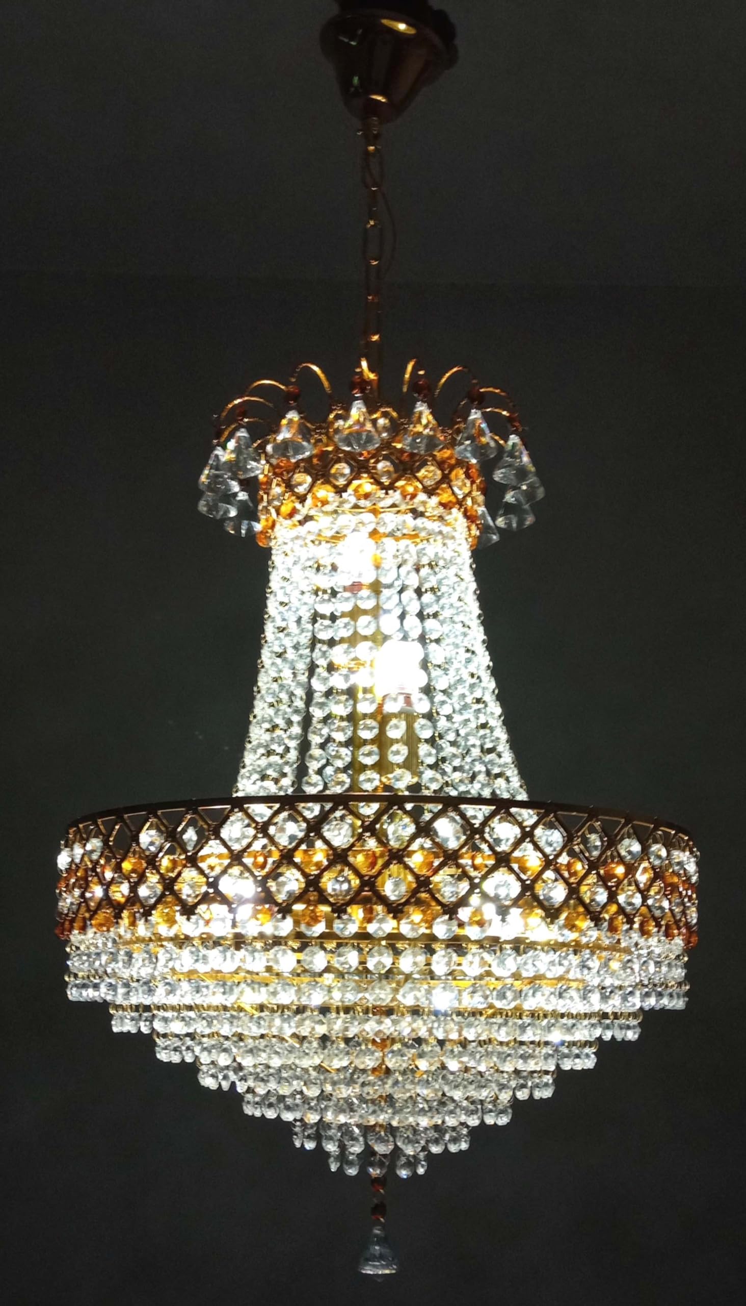 SHRI MAHAL ANTIQUES Crystal Big Size Jhumar Ceiling Light 6