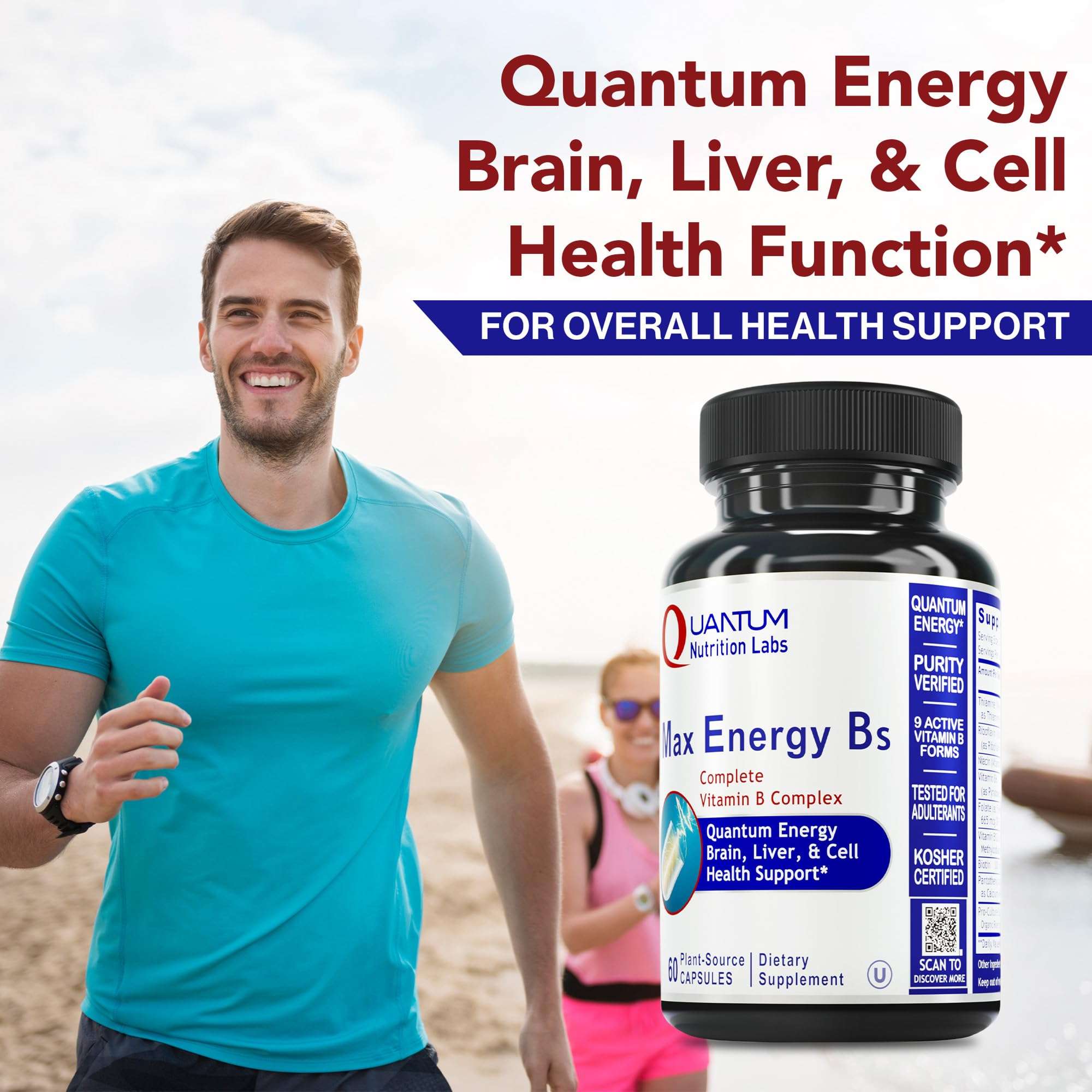 Quantum Nutrition Labs Max Energy Bs - Vitamin B Complex, Methylated B Complex Vitamins with Vitamin B1, B6, B12, Thiamin, Folate and Biotin - 60 Vegetarian Capsules 3