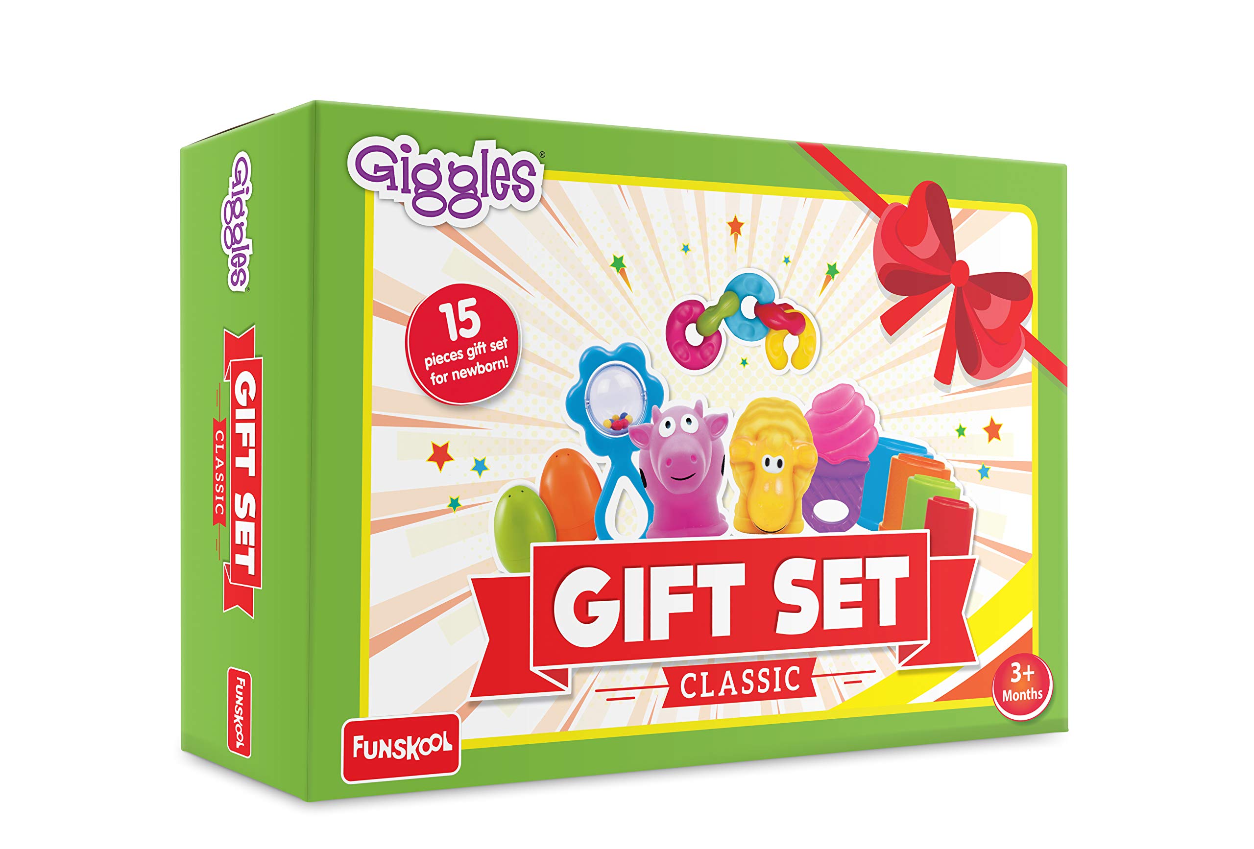 Giggles - Gift Set Classic, Stack, Nest, Link, Squeakers, Teether, Rattle & Giggles - Stack A Boat, 2 in 1 Pull Along Toy, Walking, Shape Sorting (Multicolor) 3