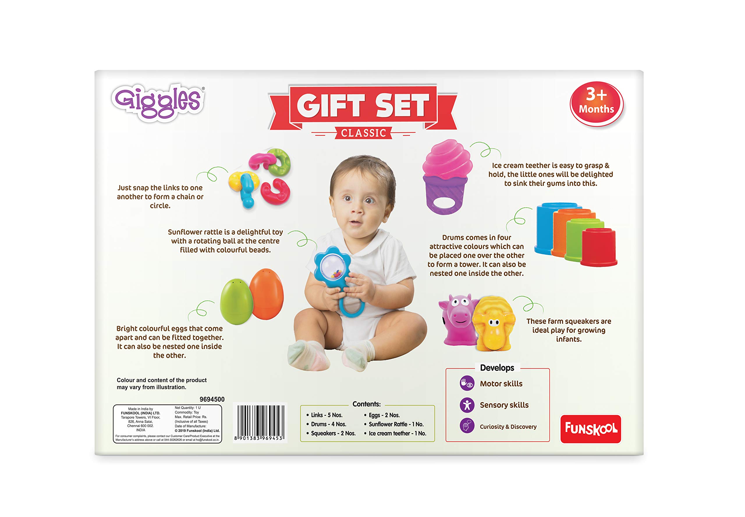 Giggles - Gift Set Classic, Stack, Nest, Link, Squeakers, Teether, Rattle & Giggles - Stack A Boat, 2 in 1 Pull Along Toy, Walking, Shape Sorting (Multicolor) 4