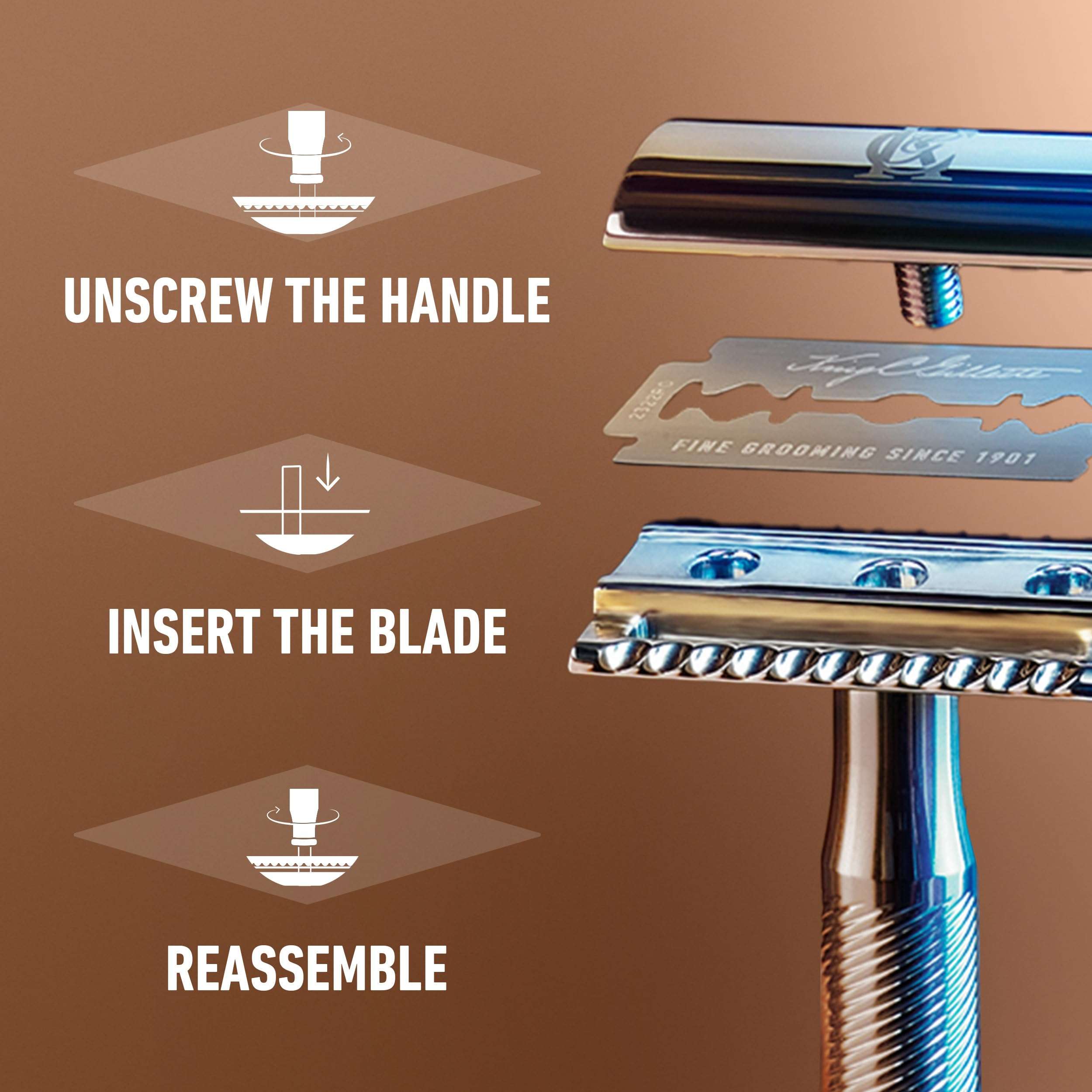King C. Gillette Safety Razor with Chrome Plated Handle and 5 Platinum Coated Double Edge Safety Razor Blade Refills 5