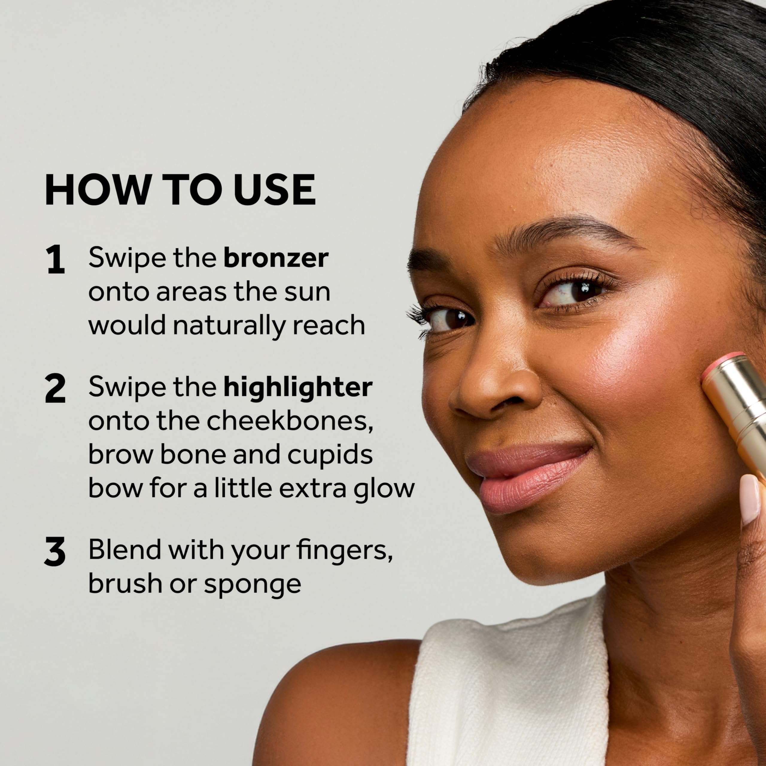 No7 Pro Artist Multi-Use Bronzer Stick & Highlighter Makeup - Dual-Ended Cream Contour and Face Highlighter with Vitamin E and Argan Oil for a Radiant Finish - Deep Bronze/Golden Glow (10g) 5