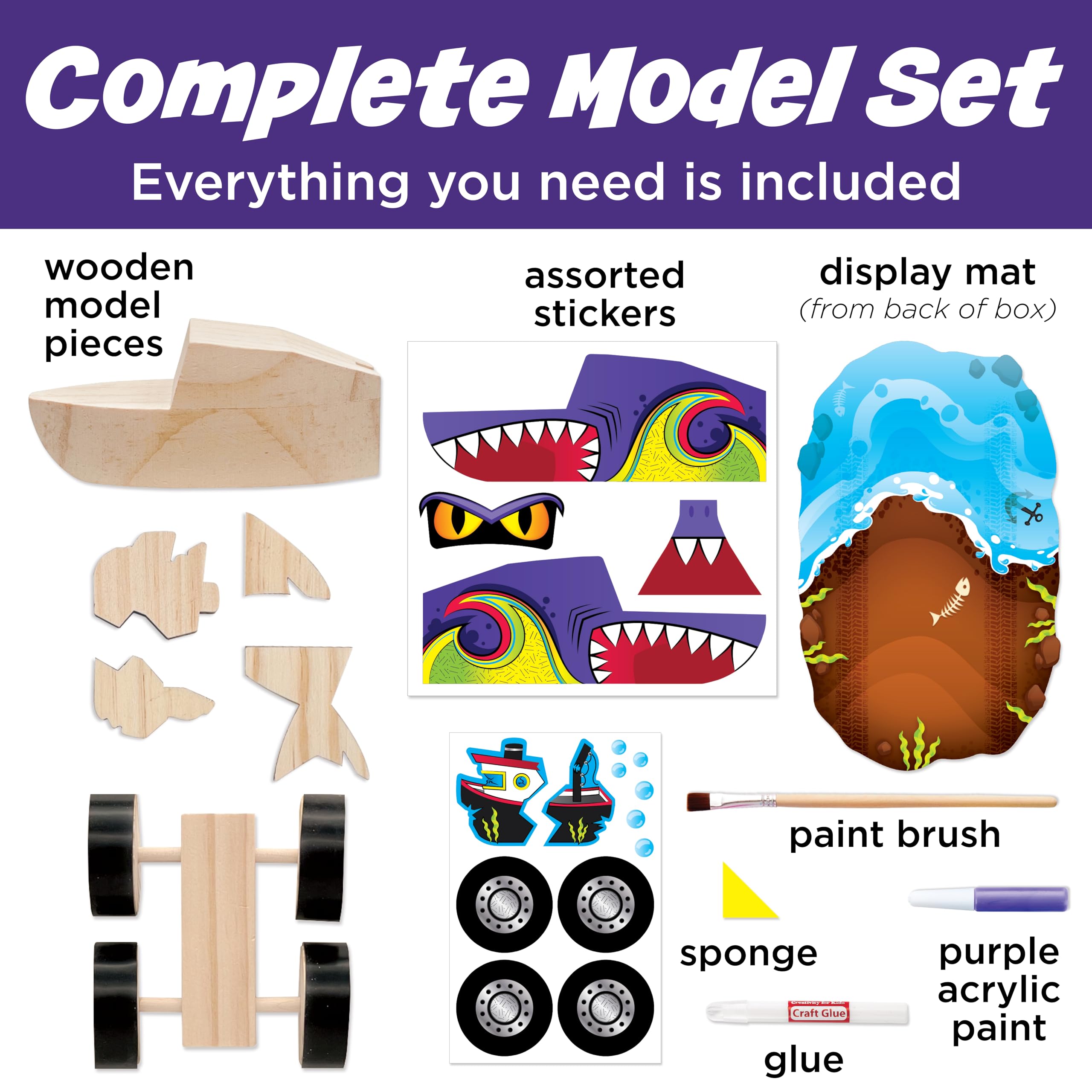 Creativity for Kids Buildeez! Easy Wooden Model Set: Monster Shark Truck, Chomper - Arts and Crafts for Kids, STEM Kids Building Kit, Monster Truck Toys for Boys Ages 5-8+ 4