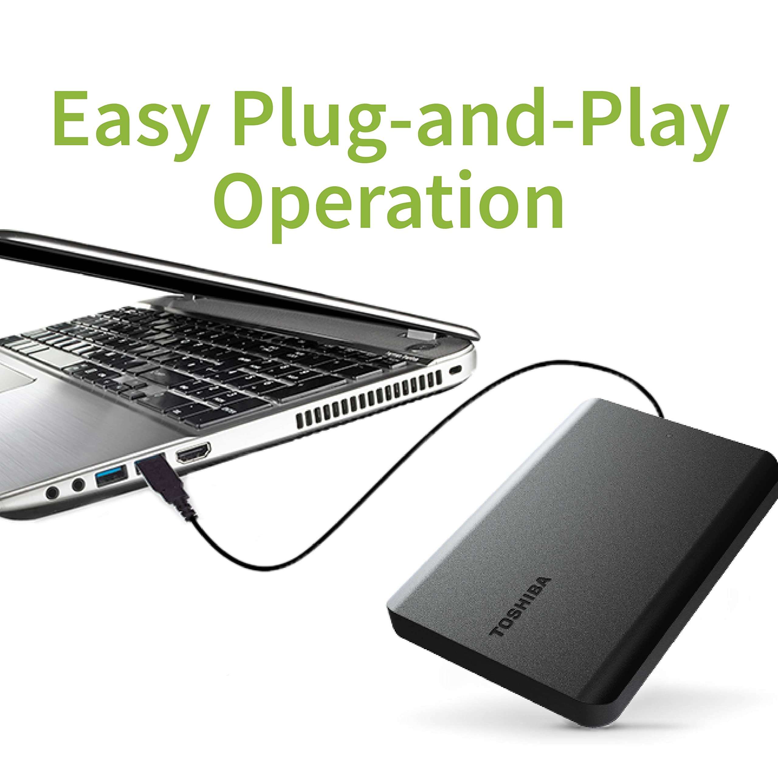 TOSHIBA Canvio Basics 2TB Portable External HDD - USB 3.0 for PC Laptop Windows and Mac, 3 Years Warranty, External Hard Drive - Black Matt 2