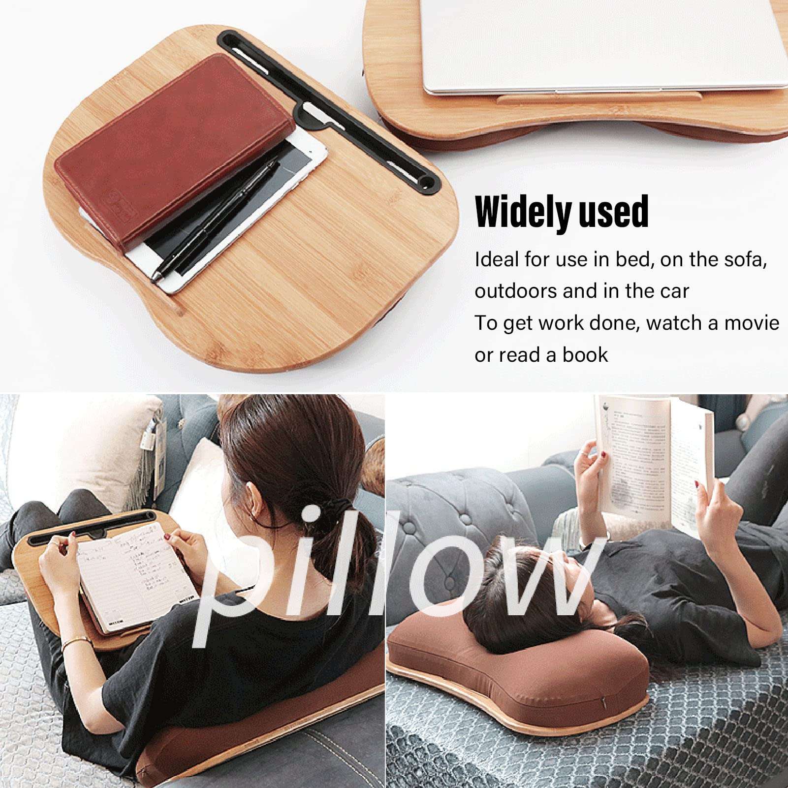 Denash Computer Laptop Stand, Sturdy Bamboo Wood Portable Comfortable Laptop Desk for Reading for Office for Working for 15.6inch Laptop, Denashi5guoyhdm2 6