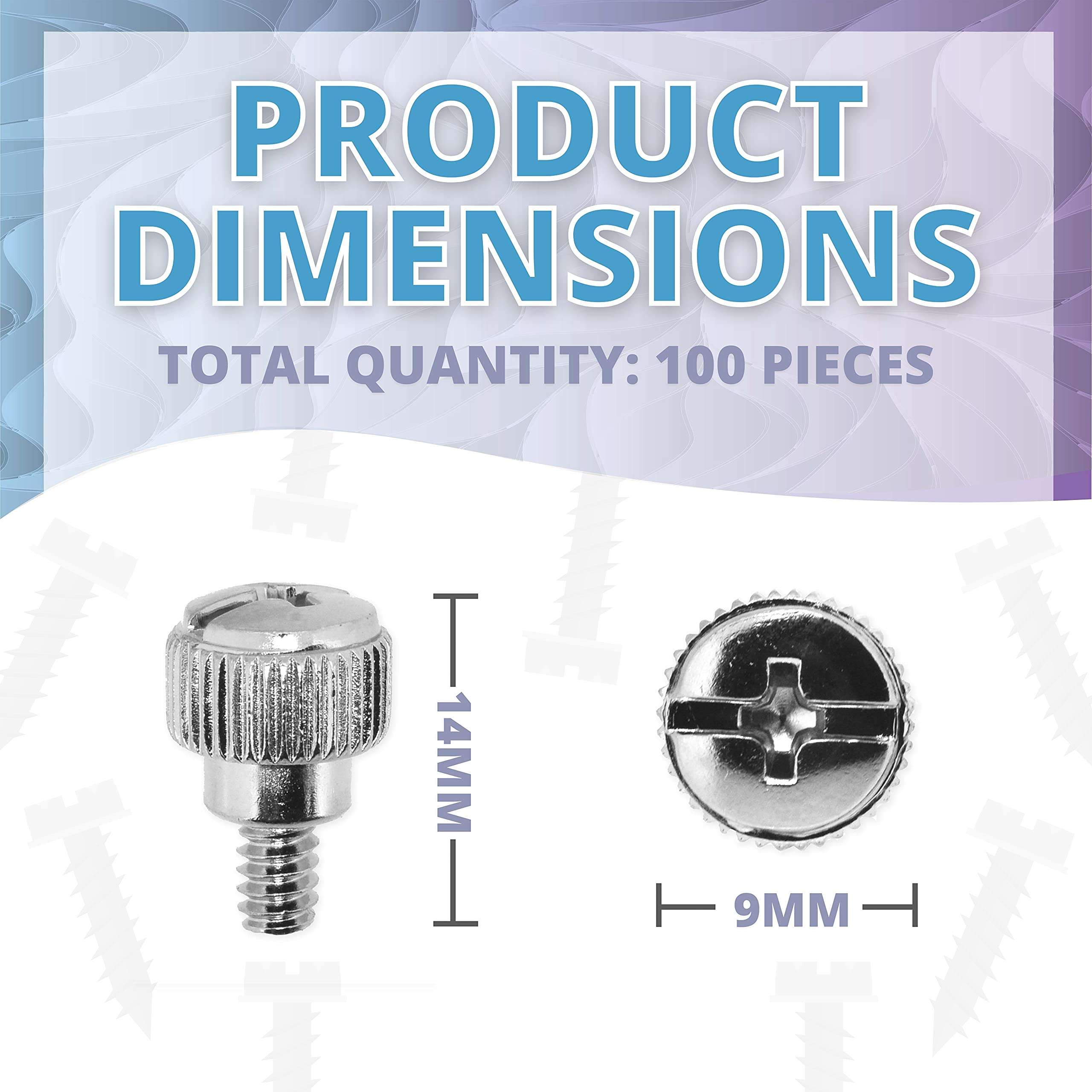 Mudra Crafts Silver Desktop PC Computer Building Case 6-32 Repair Mounting Thumb Screw Assortment Kit, 100 PCs 3