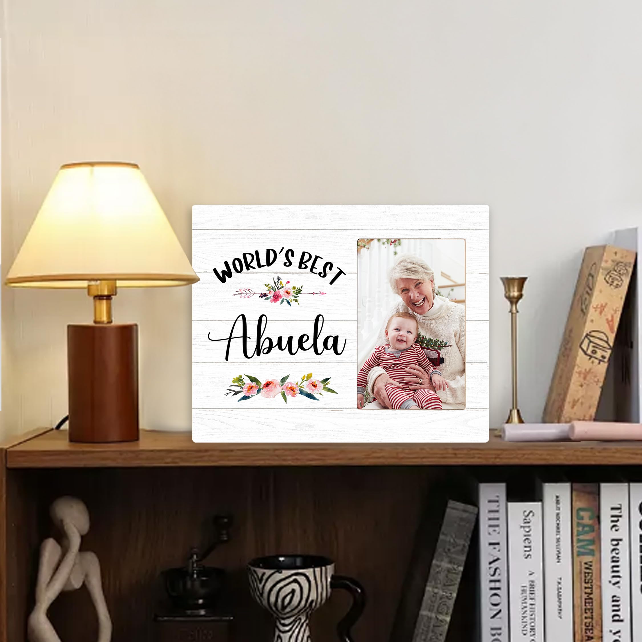 Kneaotoaji Abuela Picture Frame Gifts - Abuela Gifts, Gigi Mimi Nana Grandma Gifts for Christmas Mothers Day, World's Best Abuela Grandma Wooden Frame for Tabletop or Wall Hanging 4x6 Photo 6