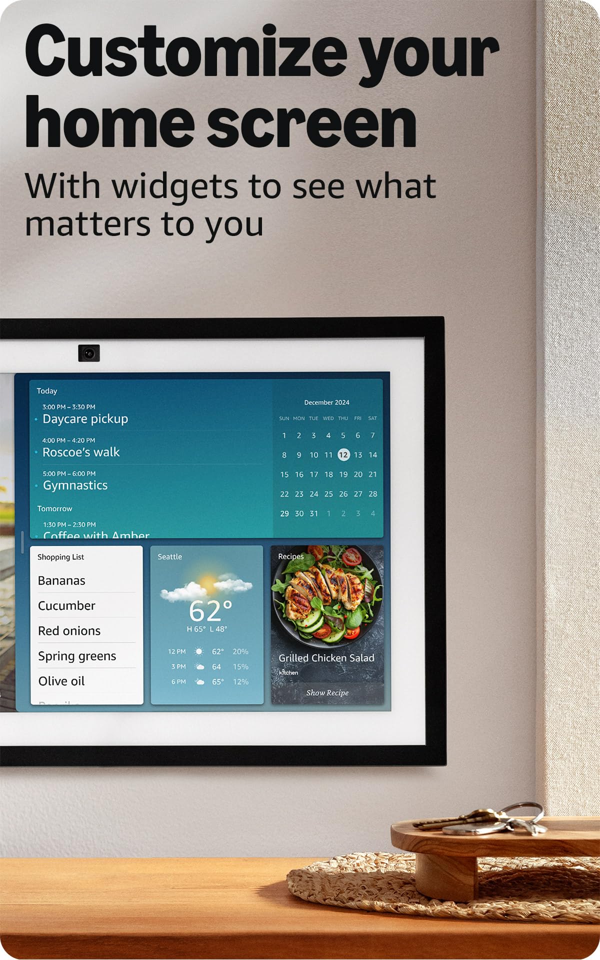 Like-New Amazon Echo Show 15 (newest model), Full HD 15.6" kitchen hub for home organization, with built-in Fire TV and Alexa 4