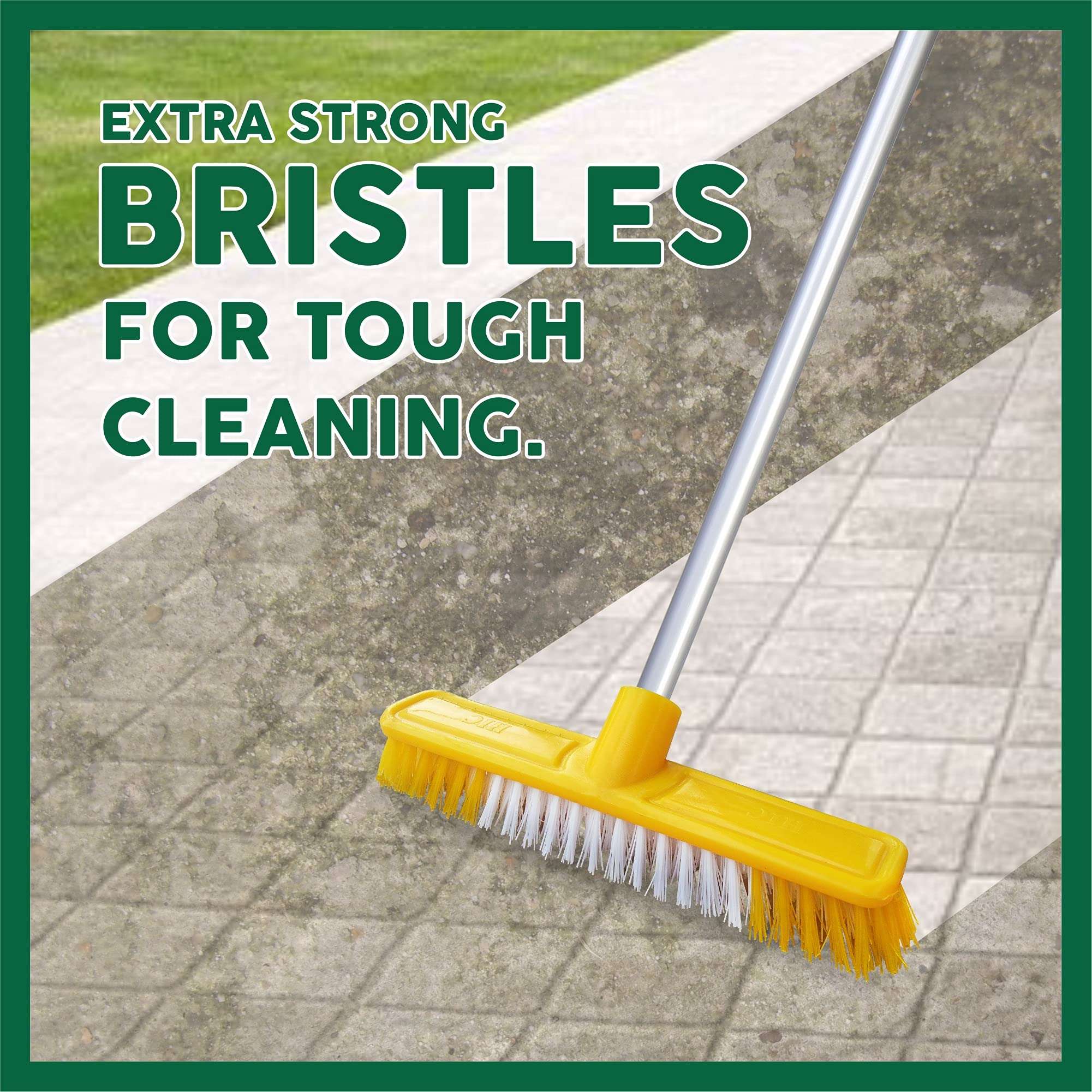 HIC Floor cleaning Brush Tuffy Brush with tough bristels with plastic coated long sturdy rust proof rod for all kind of floors Cleaning Brush Home Washing Comfort Grip Soft Bristles Heavy Duty Deep Scrub for Tile, Bathroom, Kitchen (Standard Size Multicolored) YI-077 (Pack of 6) 3