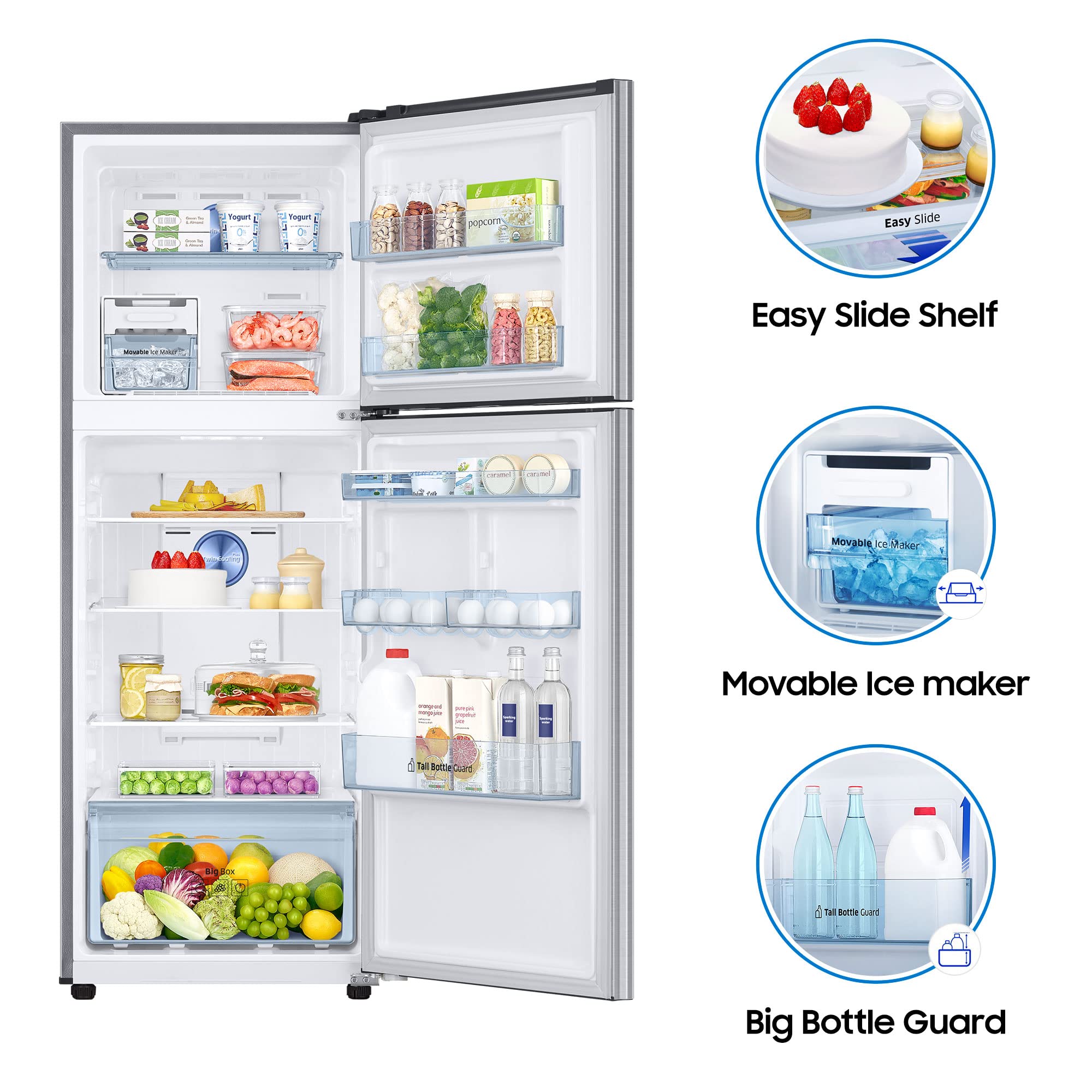Samsung 324 L 3 Star Inverter Frost Free Double Door Refrigerator (RT34T4513S8/HL, Convertible 5In 1, Elegant Inox) 3
